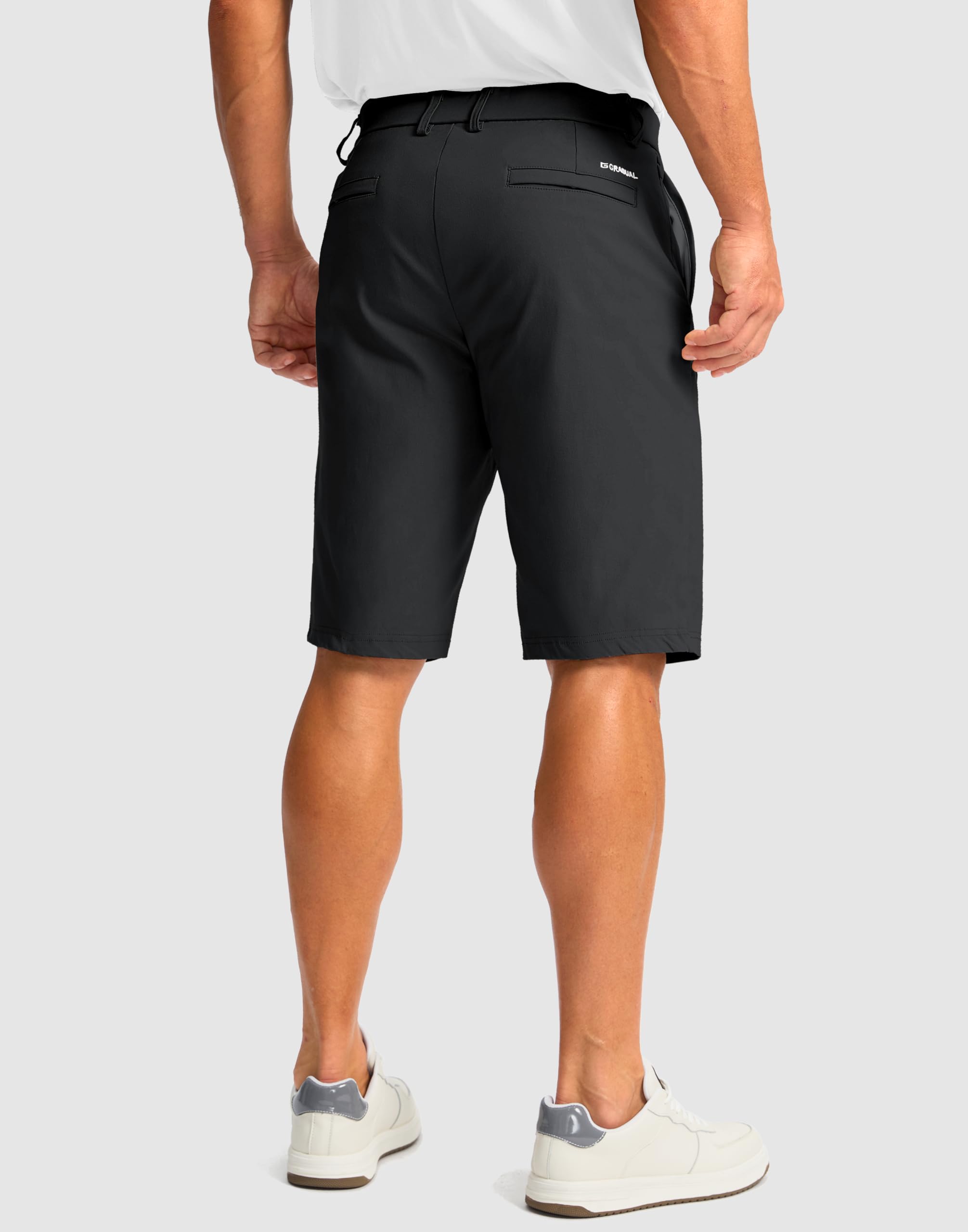 Men's Golf Shorts with 5 Pockets 11" Inseam Stretch Quick Dry Casual Work Dress Shorts for Men(Black,30)