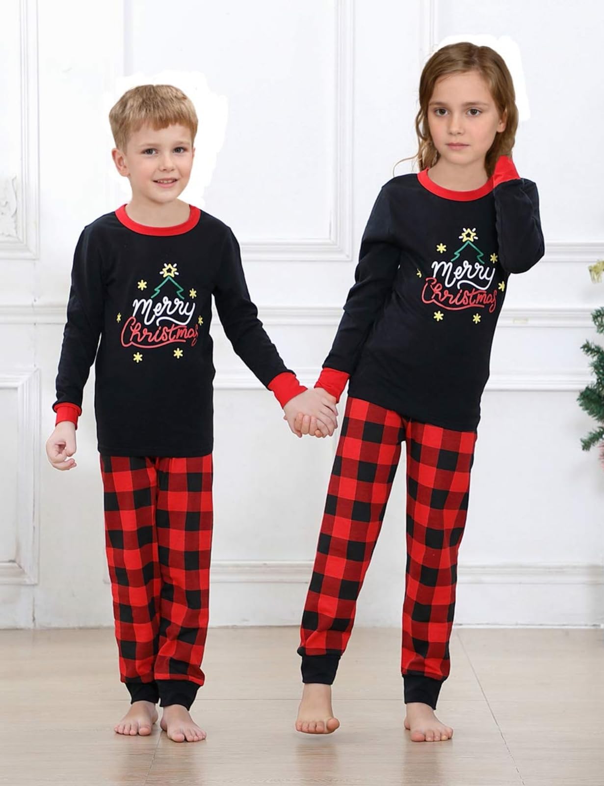 Joyond Kids Family Matching Christmas Holiday Sets, Snug Fit 100% Cotton, Adult,Men, Women, Big Kid, Toddler,Pajama Set, Warm Merry Christmas Tree, M