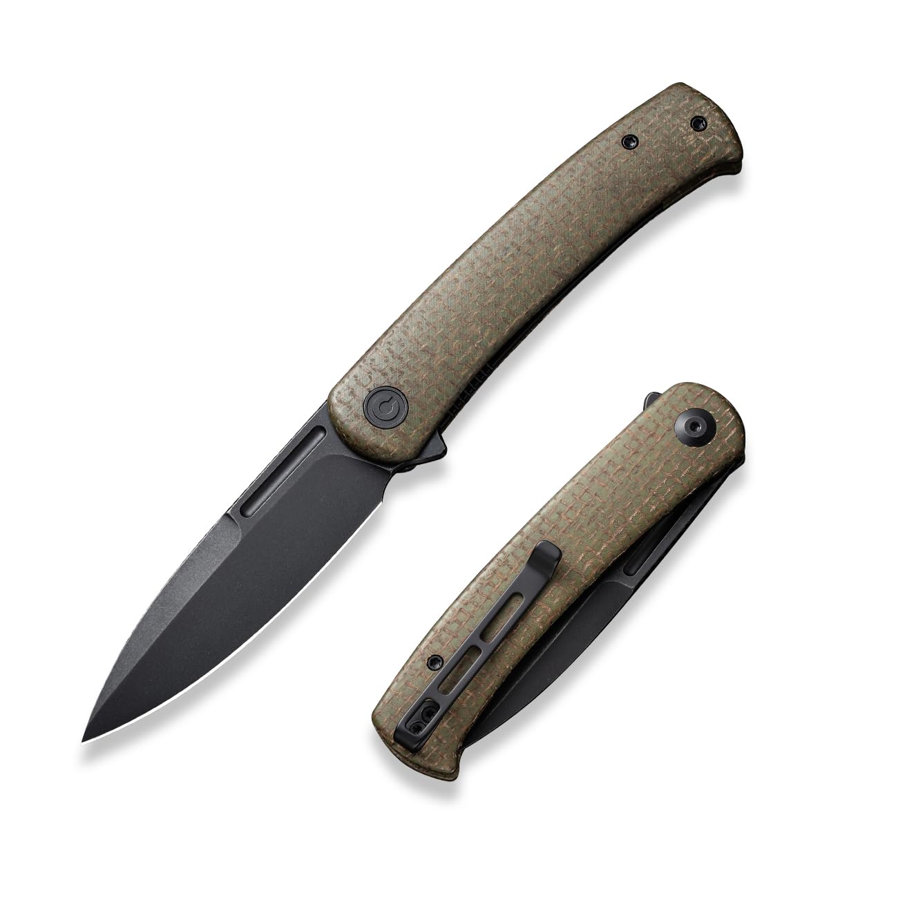 CIVIVI Caetus Pocket Knife for Men,Flipper Knife with 3.48" 14C28N Steel Blade Burlap Micarta Handle, Folding Knife with Liner Lock for Ideal Gift C21025C-3