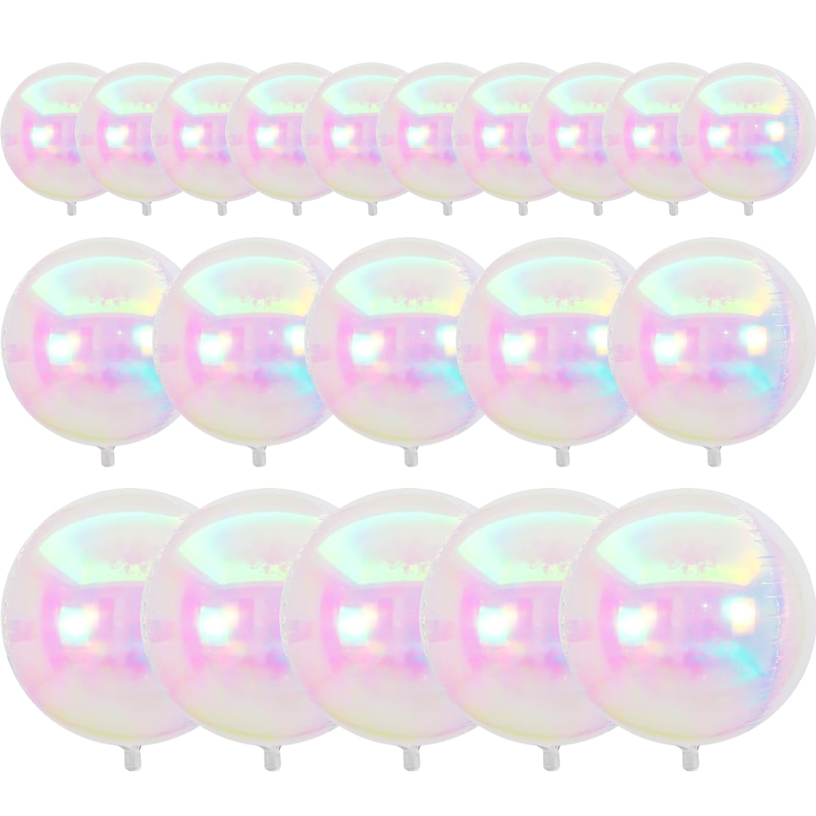 PartyWoo Iridescent Foil Balloons 20pcs Different Sizes Pack of 22 12 10 Inch Large Round Foil Orbz 4D Inflatable Mirror Ball Mylar Balloons for Wedding Anniversary Birthday Disco Party Decorations