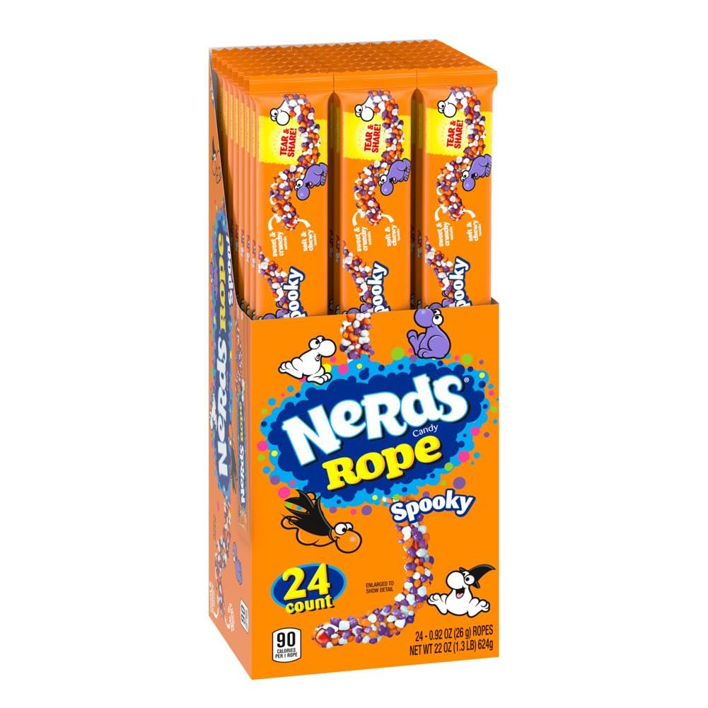 Nerds Spooky Ropes Candy, Halloween Trick or Treat Packs, 0.92oz (Pack of 24)