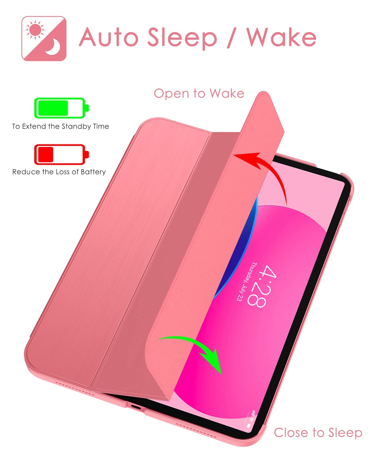 Soke Case for iPad 10th Generation(10.9-inch,2022) - [Smart Cover Auto Wake/Sleep + Slim Trifold Stand], Premium Protective Hard PC Back Cover for New Apple iPad 10.9 Inch - Watermelon