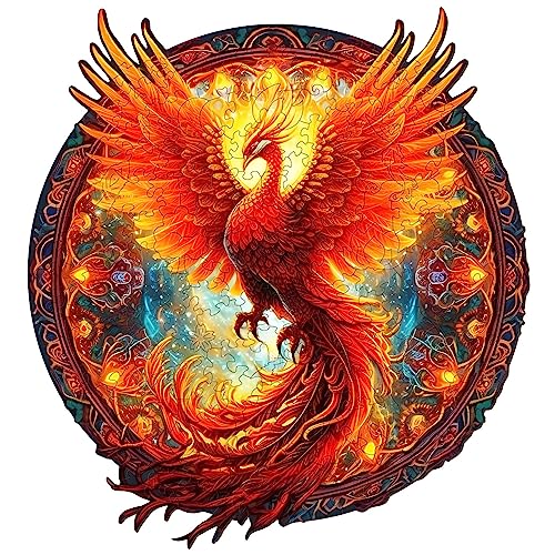 KAAYEE Wooden Jigsaw Puzzles-Wooden Puzzle Adult Unique Shape Advanced Phoenix Wooden Jigsaw Puzzle for Adult, Family Puzzles 8.5 * 7.9in 100pcs