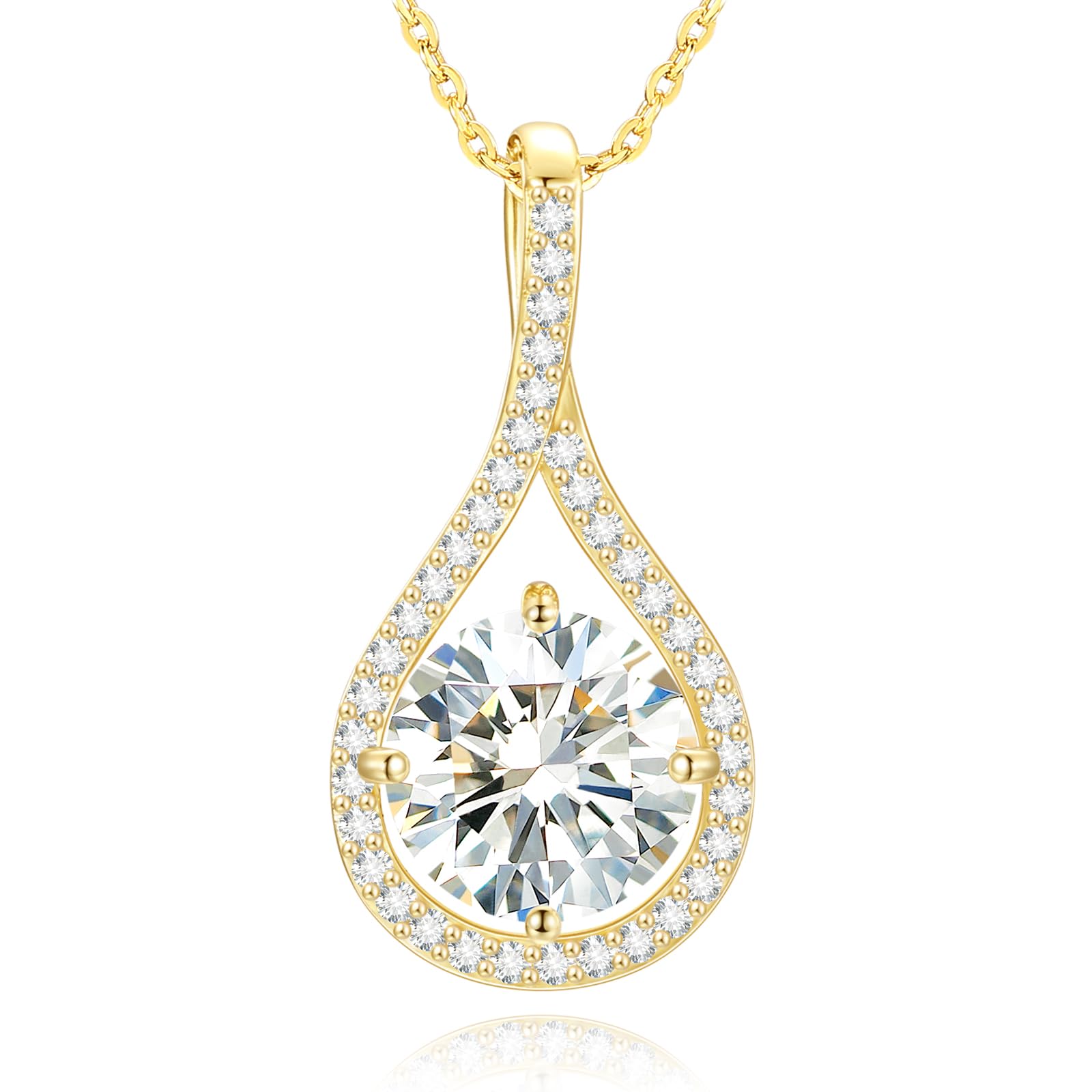 E-EMERMAKING Moissanite Diamond Necklace Gift for Women, 925 Sterling Silver 18K White/Yellow Gold Plated 1.2CT Lab Created Diamond Pendant for Her, Anniversary Day, Birthday, Wedding - to My Wife, Mom