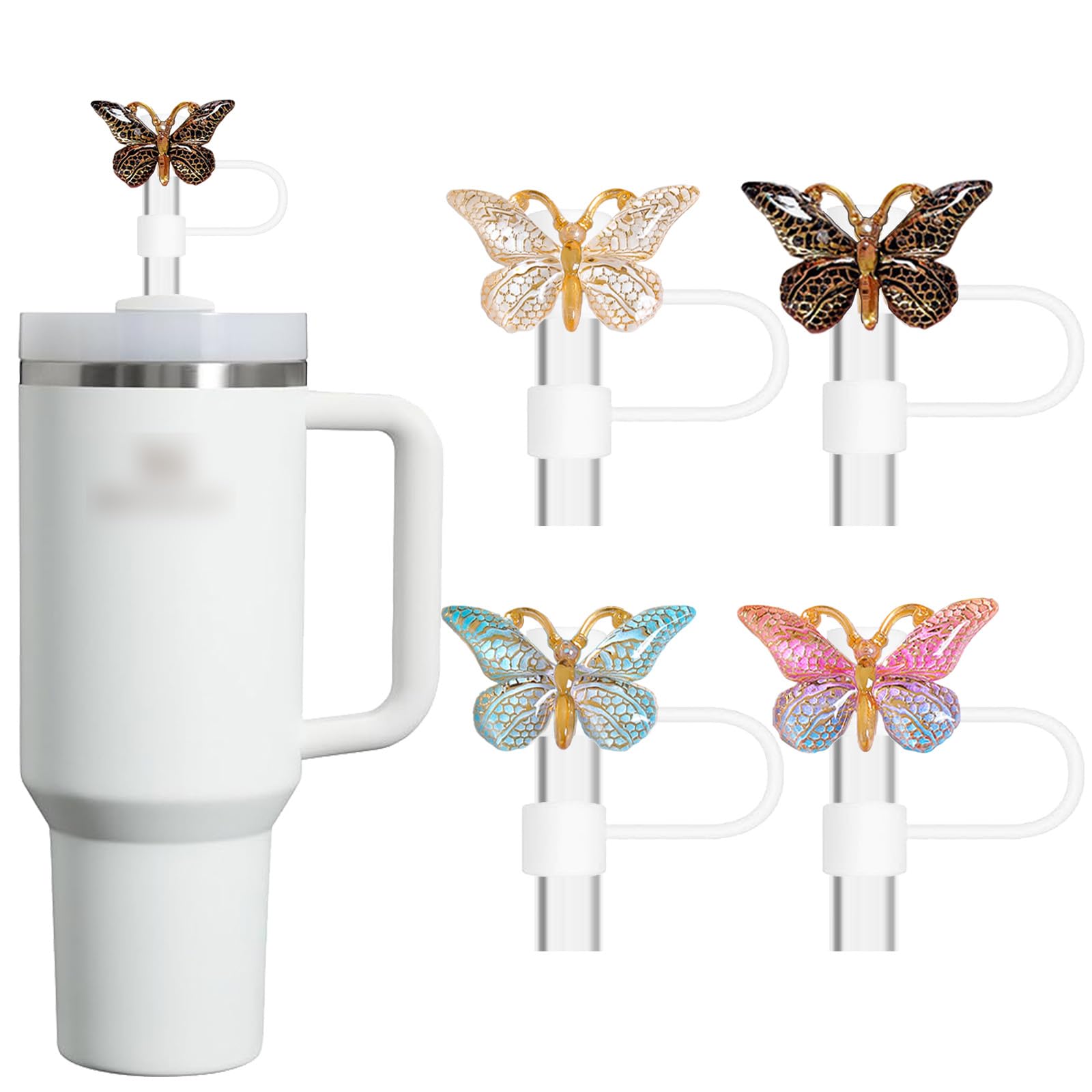 YKIAMGH Glitter Silicone Straw Toppers for Stanley Cup 30 40 oz, Reusable Cap Accessories for Simple Modern Tumbler, Cute Straw Cover for Water Bottle