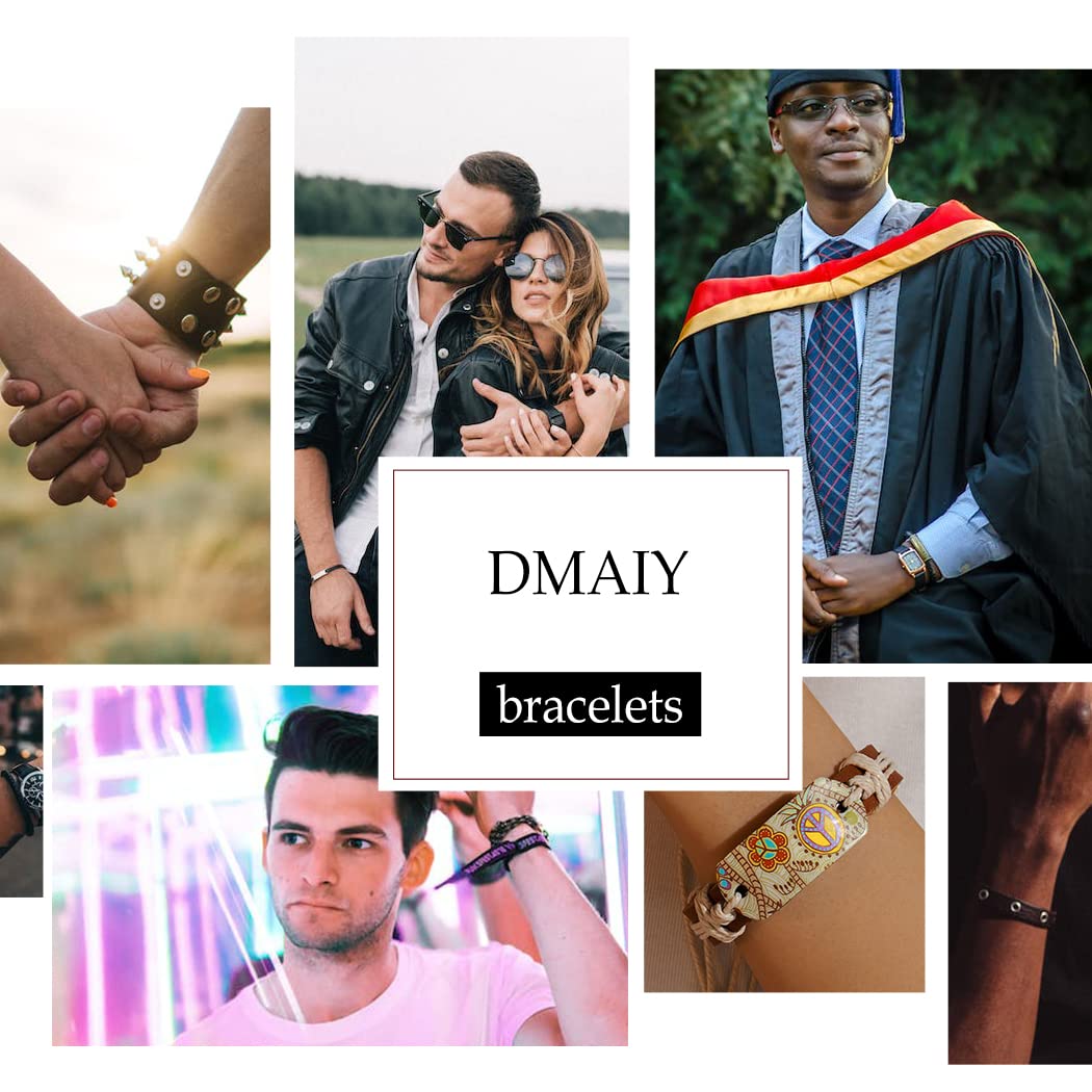 Dmaiy Boho Leather Bracelets Vintage Brown Bracelet Buckle Clasp Rose Bracelets Handmade for Women and Men (Brown flower)