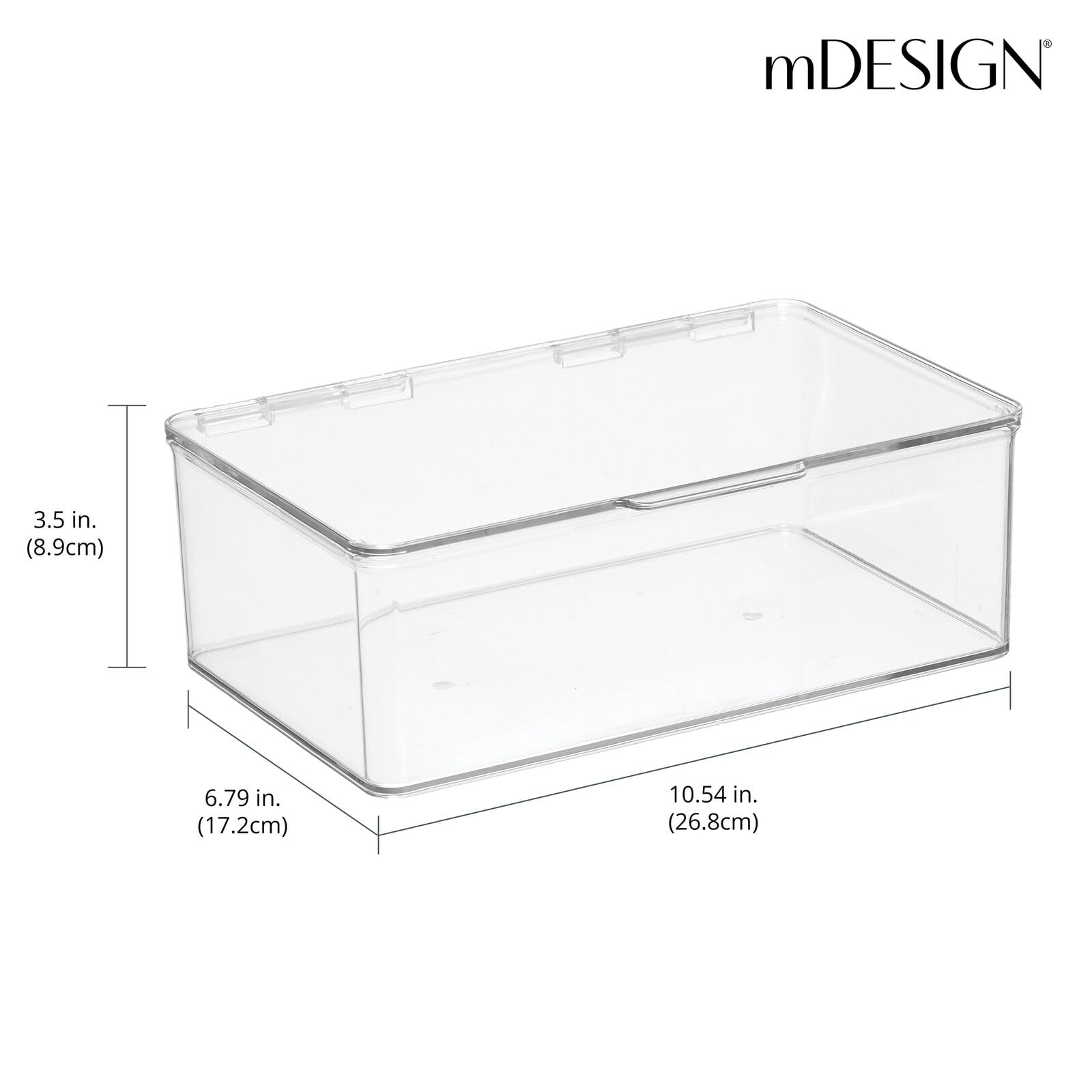 mDesign Plastic Craft Stackable Storage Organizer w/Hinged Lid - Easy-to-Carry Crayon, Bead, Sewing, Hobby Supply Container - Arts and Crafts Organizer Storage Box - Lumiere Collection, 2 Pack, Clear