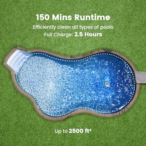 2024 Upgrade SMOROBOT Pool Cleaning Robot, Cordless Robotic Pool Cleaner for Inground Pools, 150 Mins Runtime, Advanced Brushes, XL Debris Capacity, Pool Robot Vacuum for Gravel, Sand, Leaves