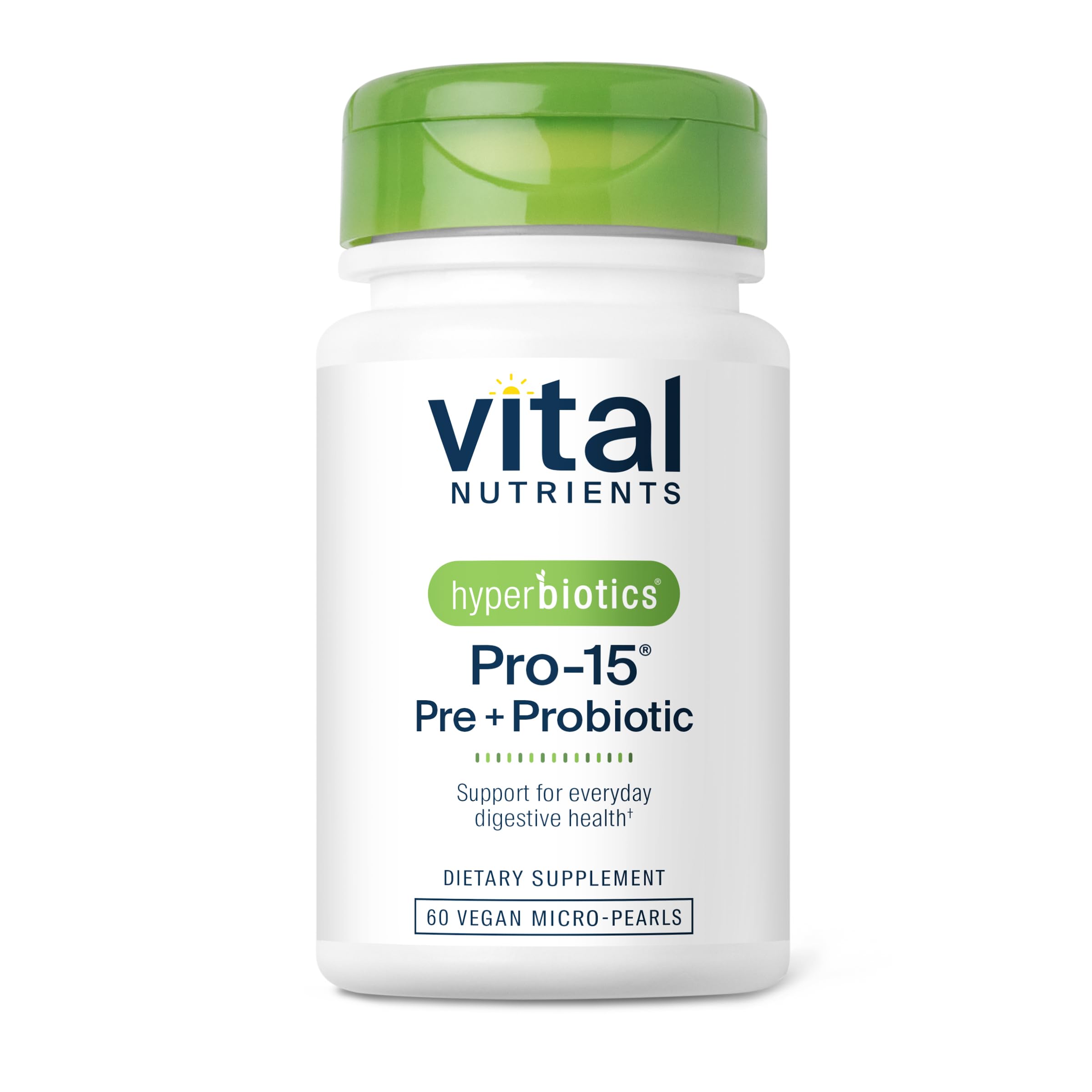 Hyperbiotics Vital Nutrients Pro-15 Prebiotics + Probiotics for Women and Men | 15 Science Backed Strains | Supports Occasional Constipation, Diarrhea, Gas & Bloating | 60 Vegan Time Release Pearls