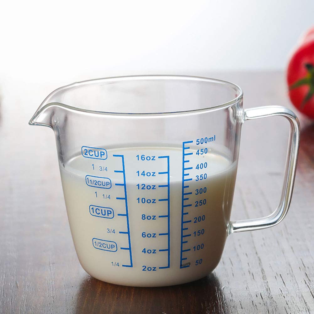 250ML Glass Measuring Cup, Heat-Resistant Borosilicate Glass Graduated Beaker Mug with Handle for Milk, Wine, Hot or Cold Liquid, Microwave, Oven Safe