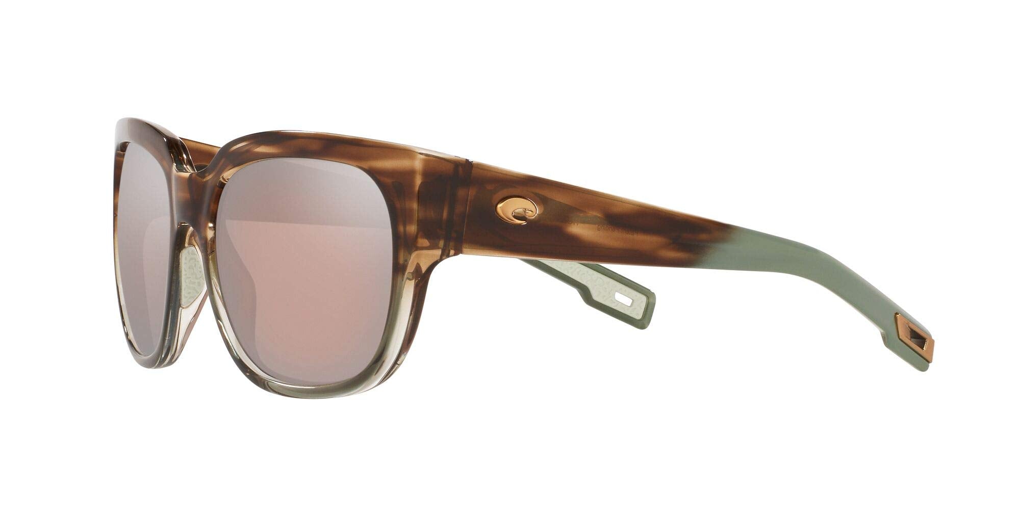 Costa Del Mar Womens Water Woman II Square Sunglasses, Shiny Ocean Jade/Copper Silver Mirrored Polarized-580G, 58 mm