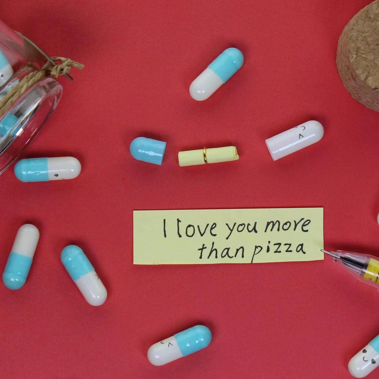 Infmetry Cute Capsules in a Glass Bottle Lovely Notes Couples Gifts for Him Her Boyfriend Girlfriend Mom Birthday Anniversary Valentines Mothers Day Gifts (Mixed Color 90pcs)