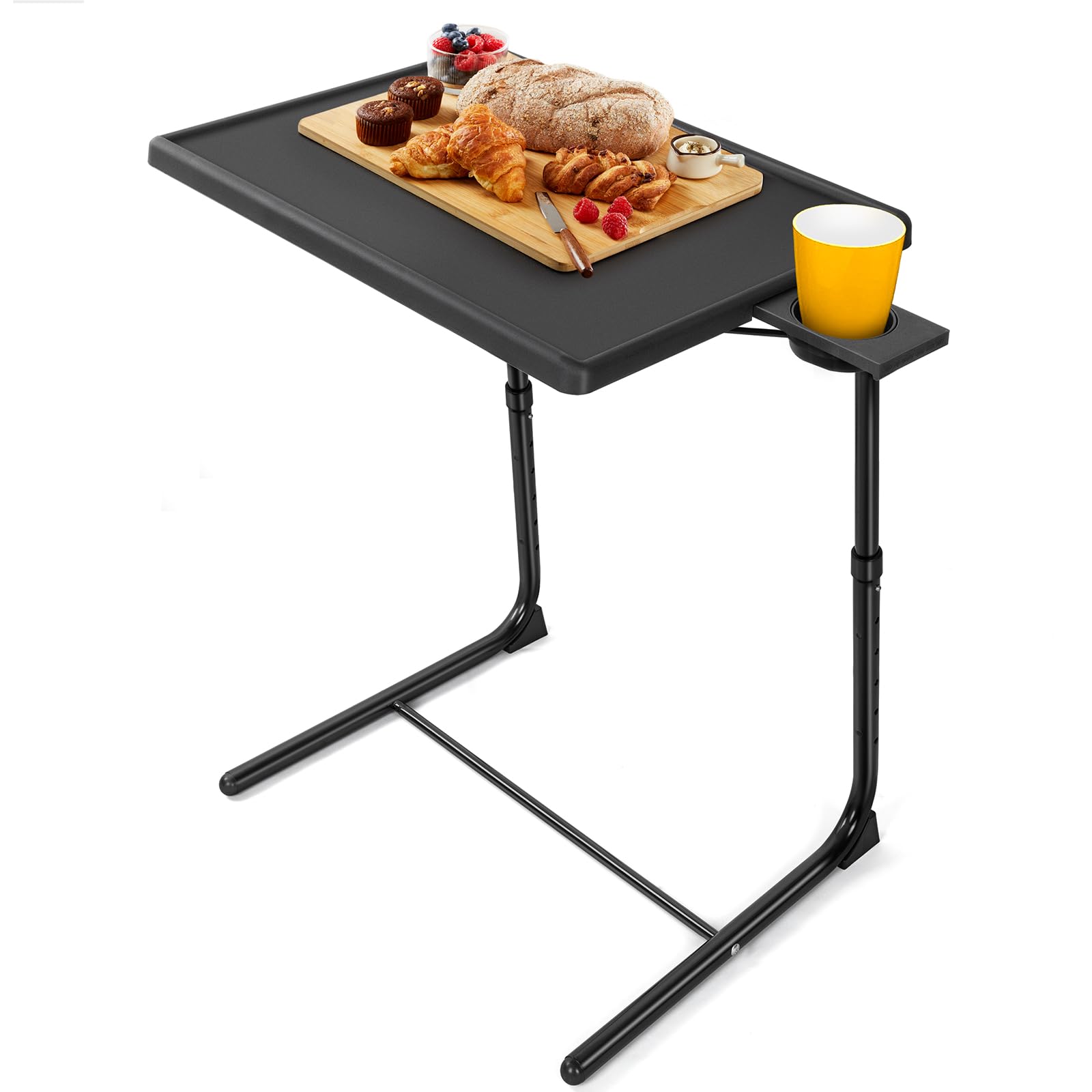 LORYERGO TV Tray - TV Table, Folding Table Trays, w/6 Height & 3 Tilt Angle, w/Cup Holder, Dinner Tray for Eating on Couch, Laptop, Bed & Couch