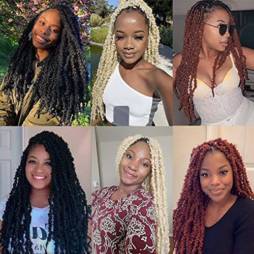 ZRQ 30 Inch Butterfly Locs Crochet Hair 6 Packs Red Distressed Faux Locs Crochet Braids, Pre looped Handmade Goddess Locs Braids for Women(6Packs,Red#)