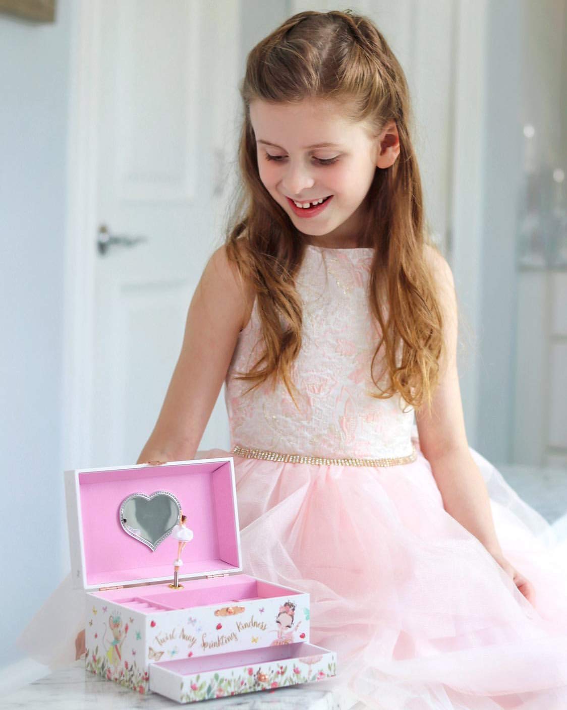 The Memory Building Company Music Box - Ballerina Jewelry Box for Girls and Boys w/Matching Necklace and Bracelet - Birthday Gifts for Girls Age 6 and Up - Stocking Stuffers