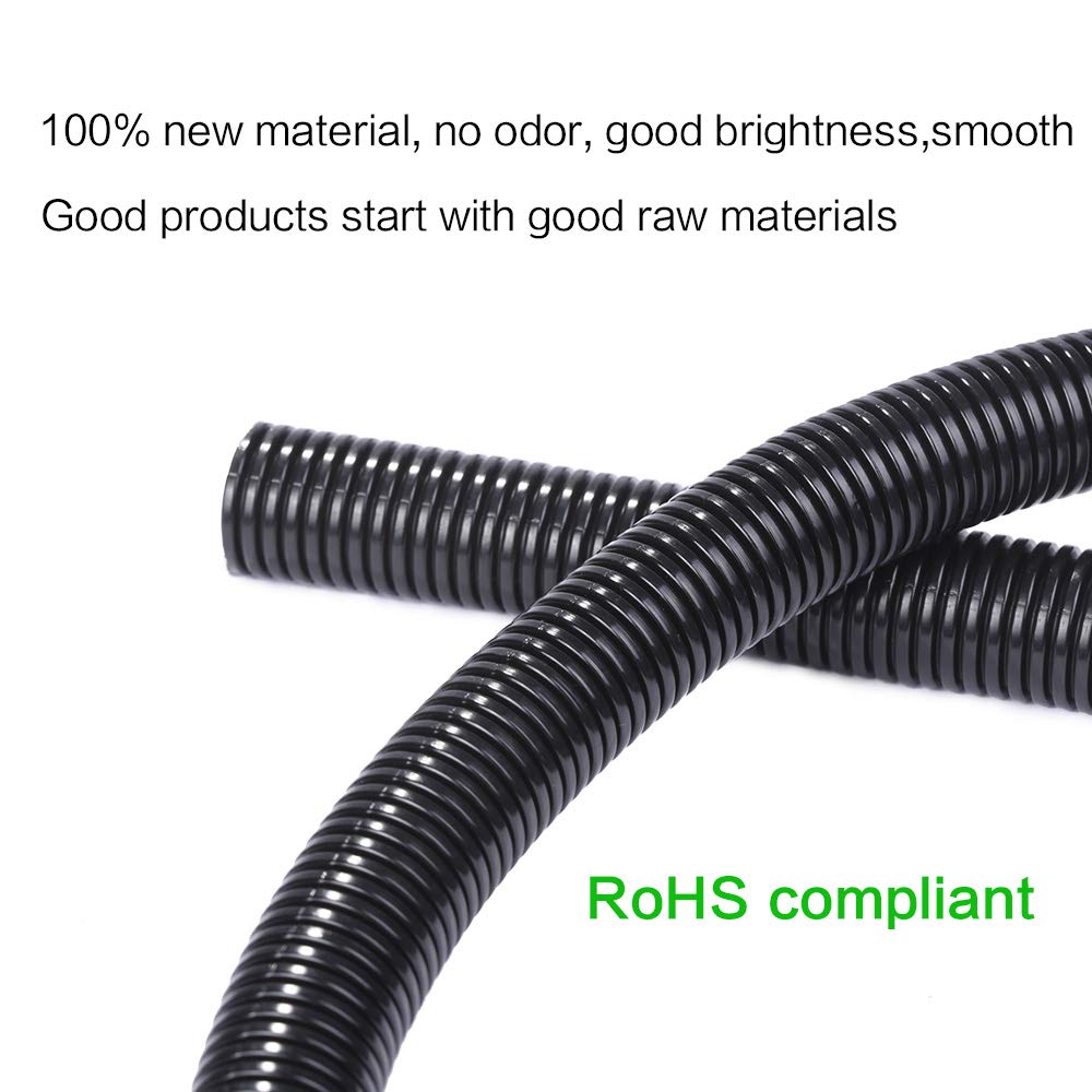 Alex Tech 10ft-1/4" 10ft-3/8" 10ft-1/2" Split Wire Loom Tubing Wire Conduit – Black