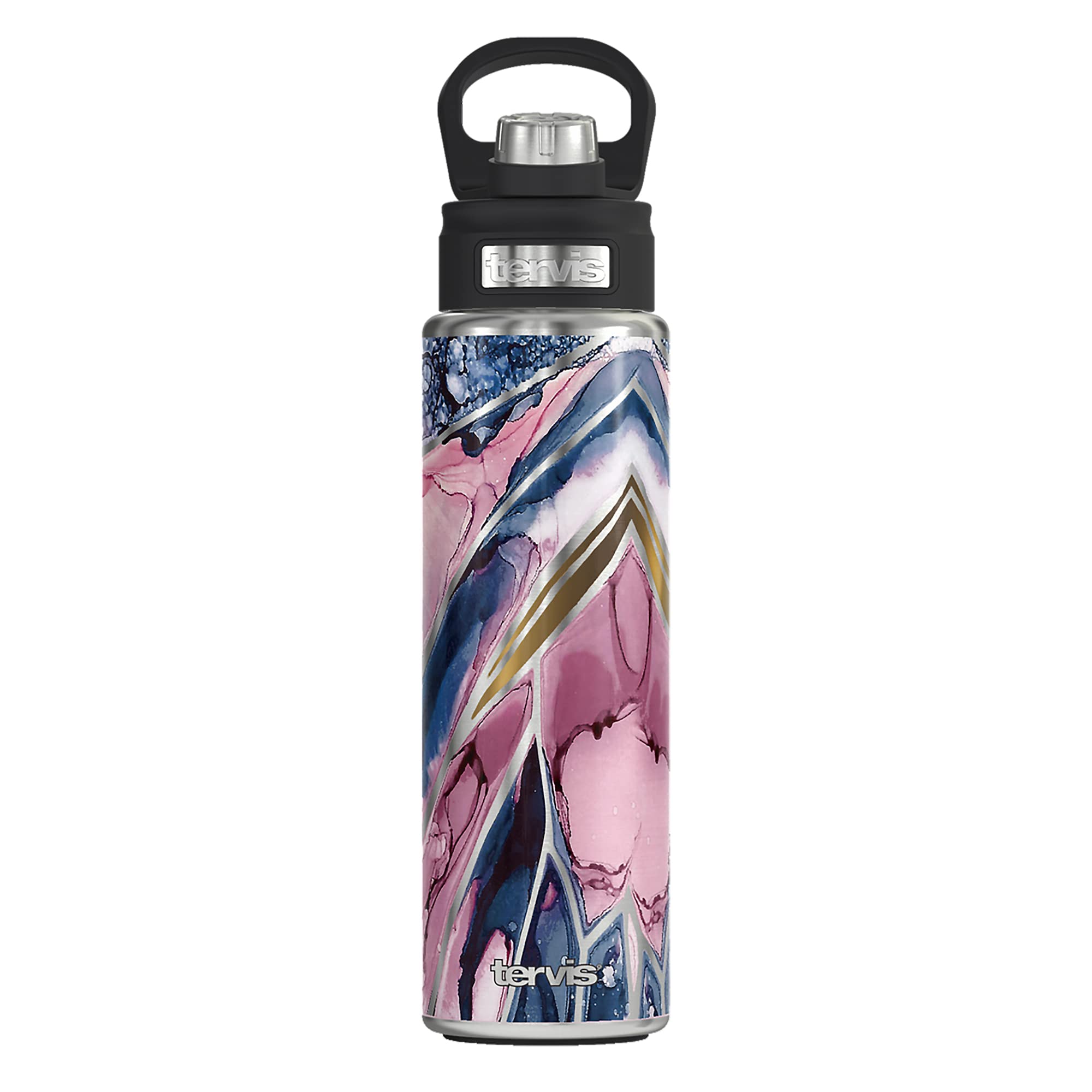 Tervis Inkreel Butterfly Wing Triple Walled Insulated Tumbler Travel Cup Keeps Drinks Cold, 24oz Wide Mouth Bottle, Stainless Steel