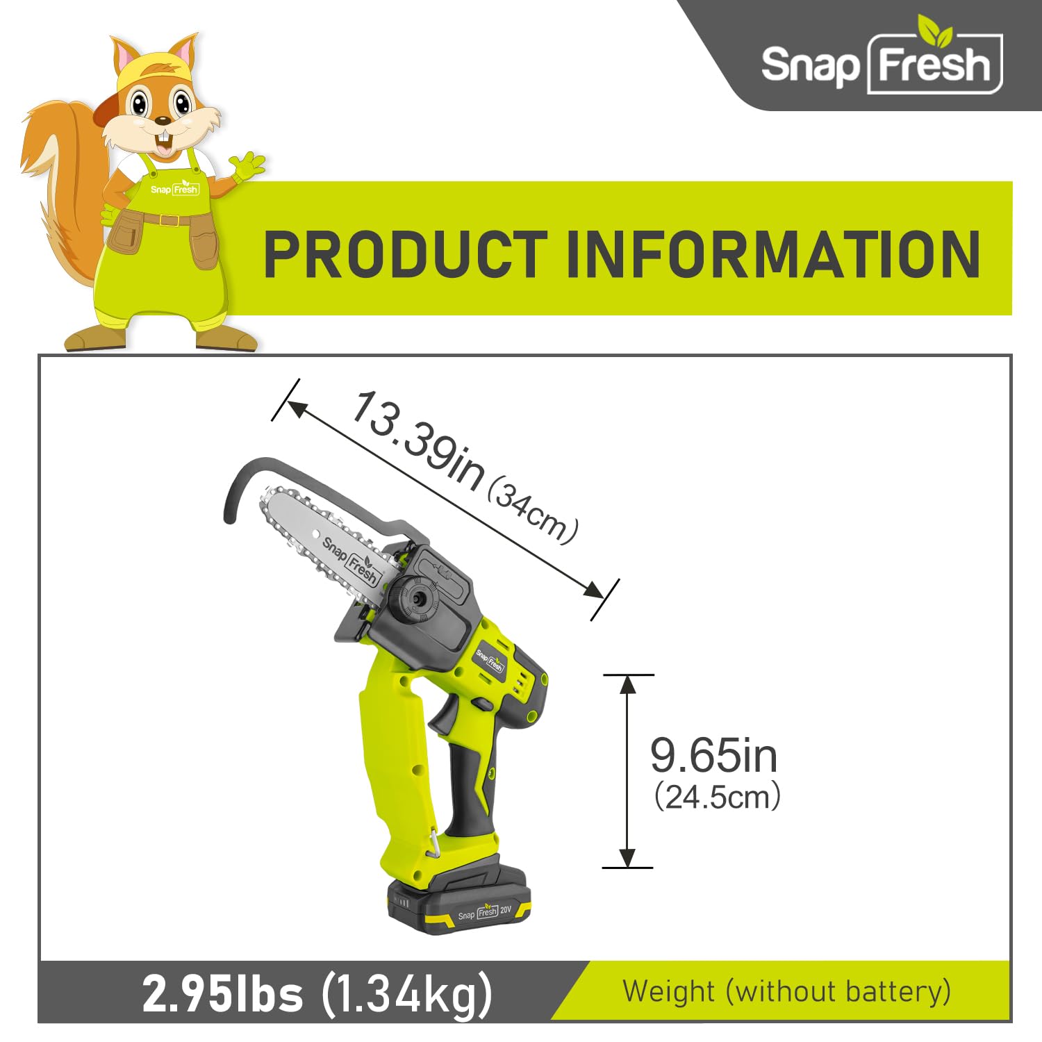 SnapFresh Mini Chainsaw Cordless, 5 Inch Electric Chainsaw Portable, Handheld Chain Saw With 2.0ah Battery & Fast Charger, Small Battery Powered Chainsaw for Wood Cutting Tree Trimming, Gift for Men