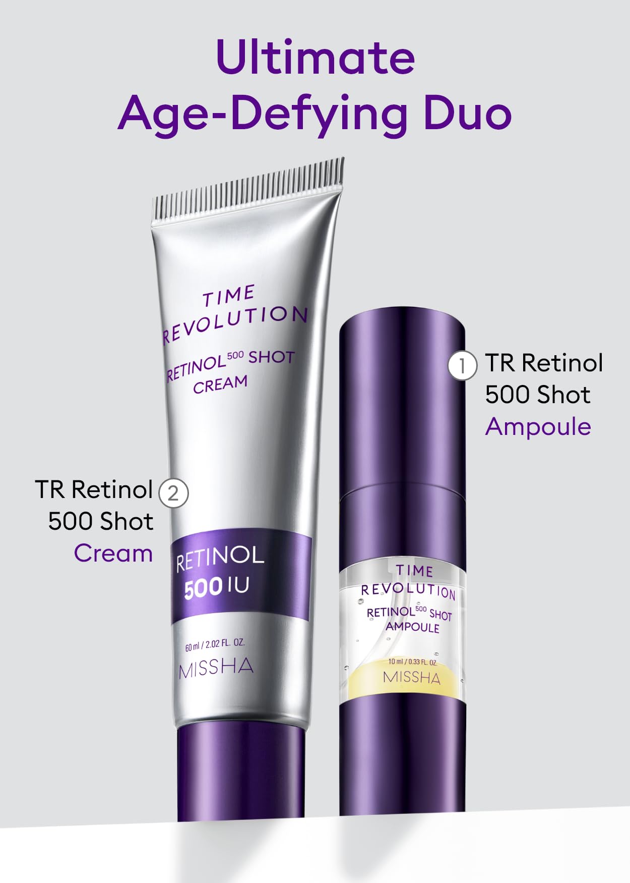 MISSHA Time Revolution Night Repair Retinol 500 Shot Cream 2.02 Fl oz - Advanced Korean Retinol Cream for Face, Skin Barrier Strengthening, Improved Elasticity & Radiance, Overnight Moisturization