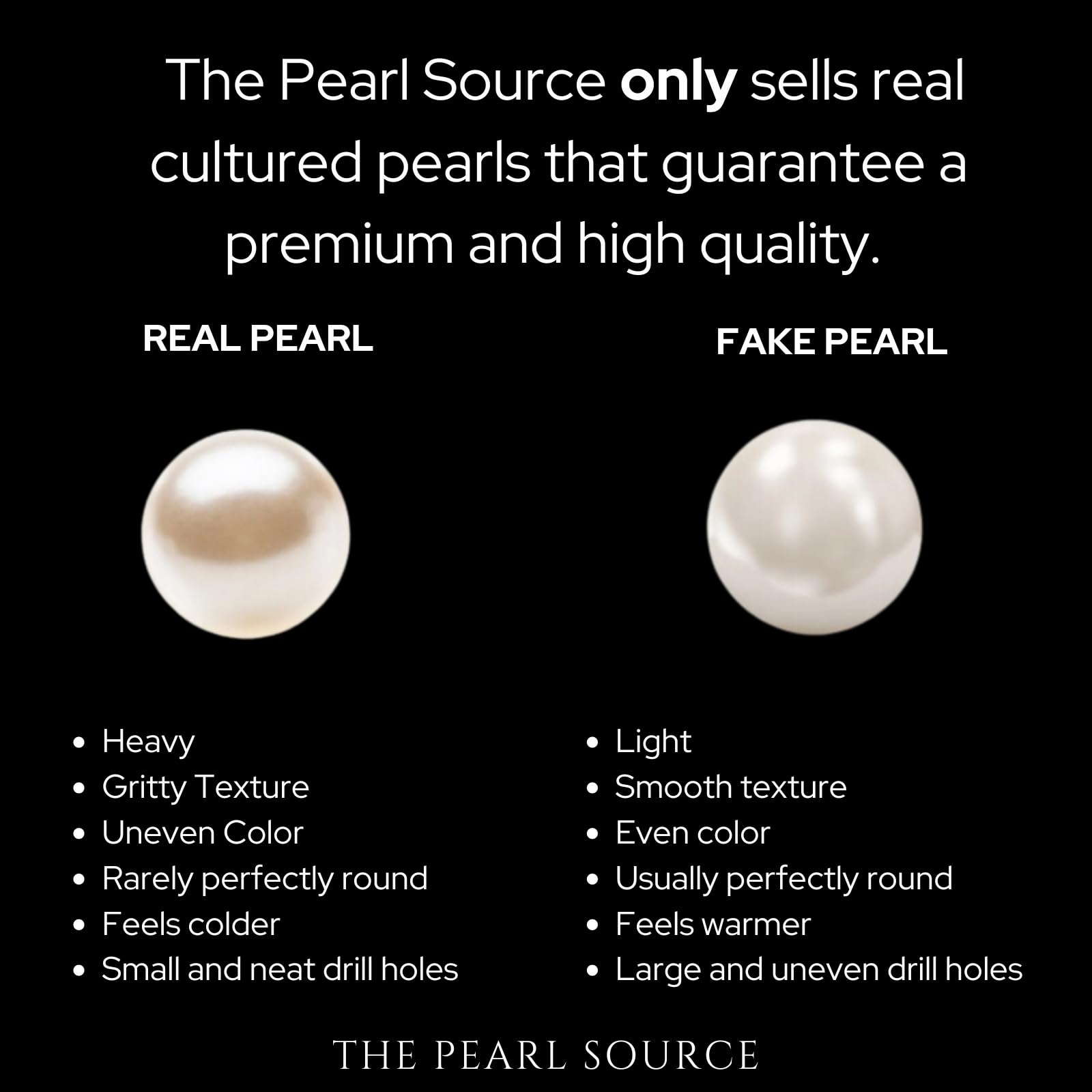 The Pearl Source Real Pearl Necklace for Women with 6.5-7.0mm AAA+ Quality Round White Freshwater Genuine Cultured Pearls | 18 inch Pearl Strand with 14K Gold Clasp