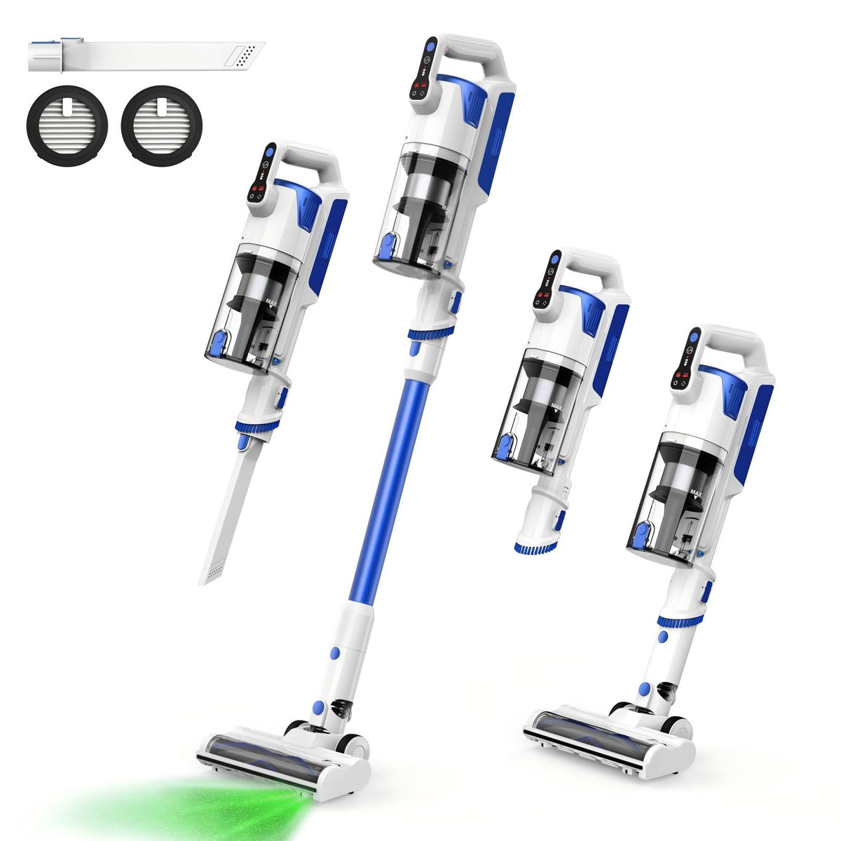 AYONTIN Cordless Vacuum Cleaner, Brushless Motor Powerful Suction Stick Vacuum, LED Display, with 2500 mAh Detachable Battery, 45 Mins Runtime Vacuum Cleaners for Home/Pet Hair/Hardwood/Carpets, Blue