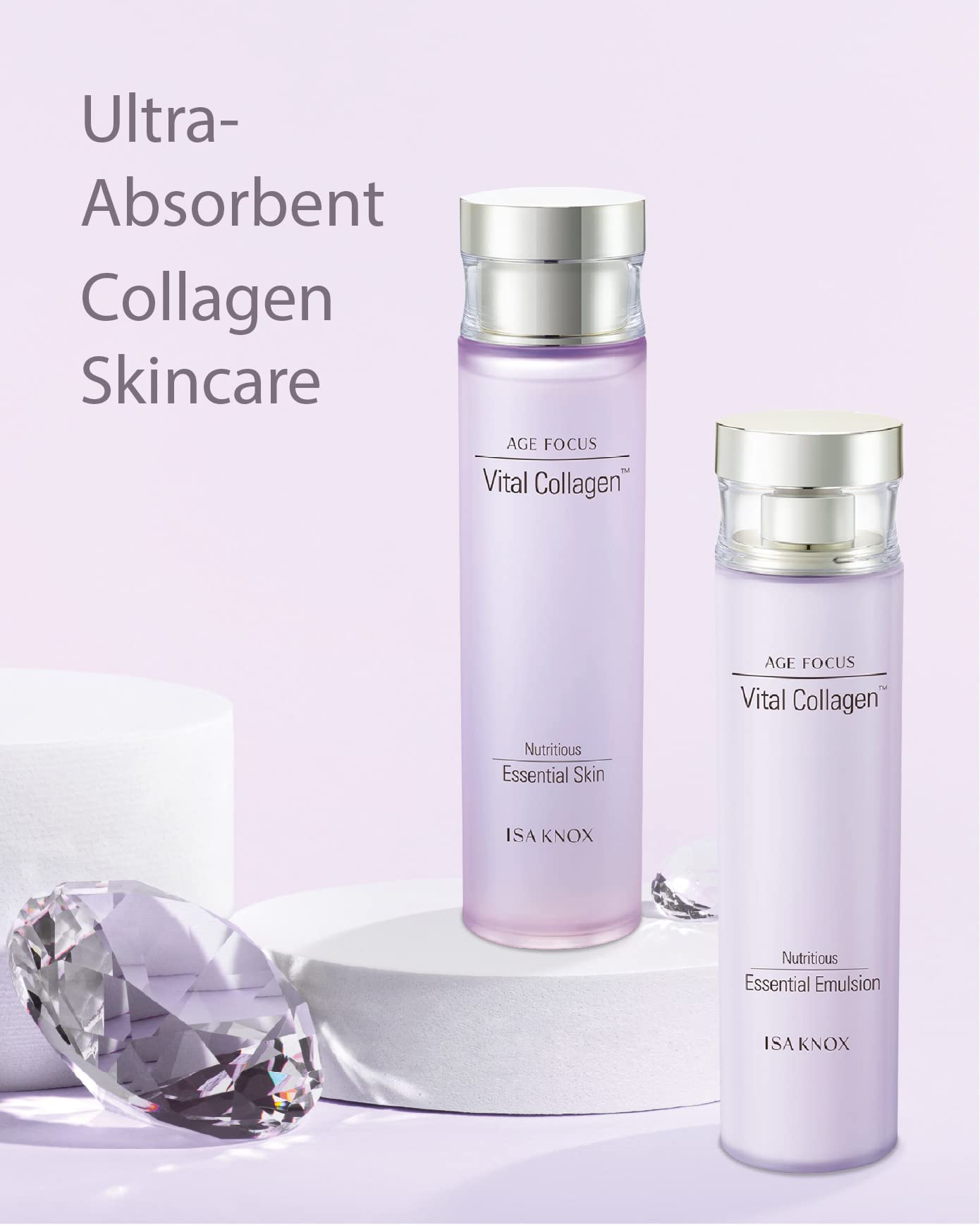 ISA KNOX AGE FOCUS VITAL COLLAGEN SKINCARE GIFT SET - Korean Luxury Premium High-end Skin Toner, Emulsion Lotion, Cream, Hydrolyzed Collagen, Vitamin B12, E, C, (370ml / 12.51 Fl Oz)