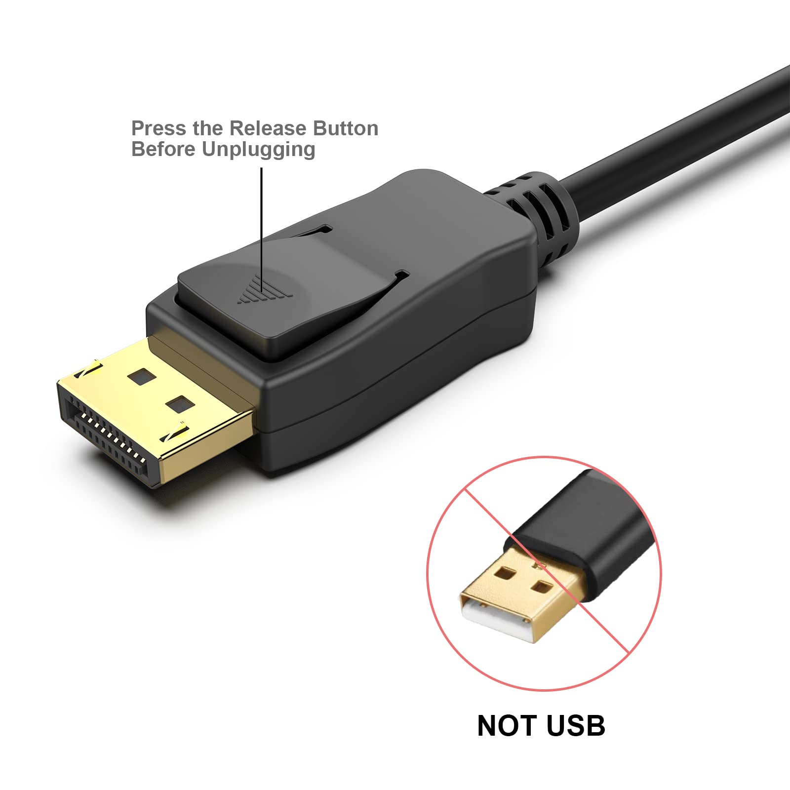 AVACON 4K DisplayPort to HDMI 6 Feet Gold-Plated Cable, Uni-Directional DP 1.2 Computer to HDMI 1.4 Screen DisplayPort to HDMI Adapter Male to Male Black