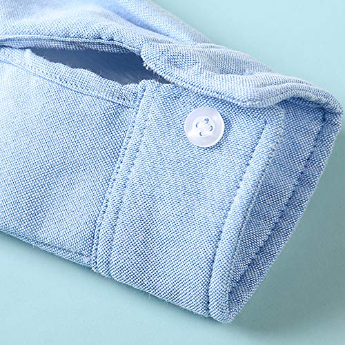 OCHENTA Little Boys' Girls Fleece Lined Dress Flannel Shirt Long Sleeve Button Down Shacket Blue 100CM - 2T
