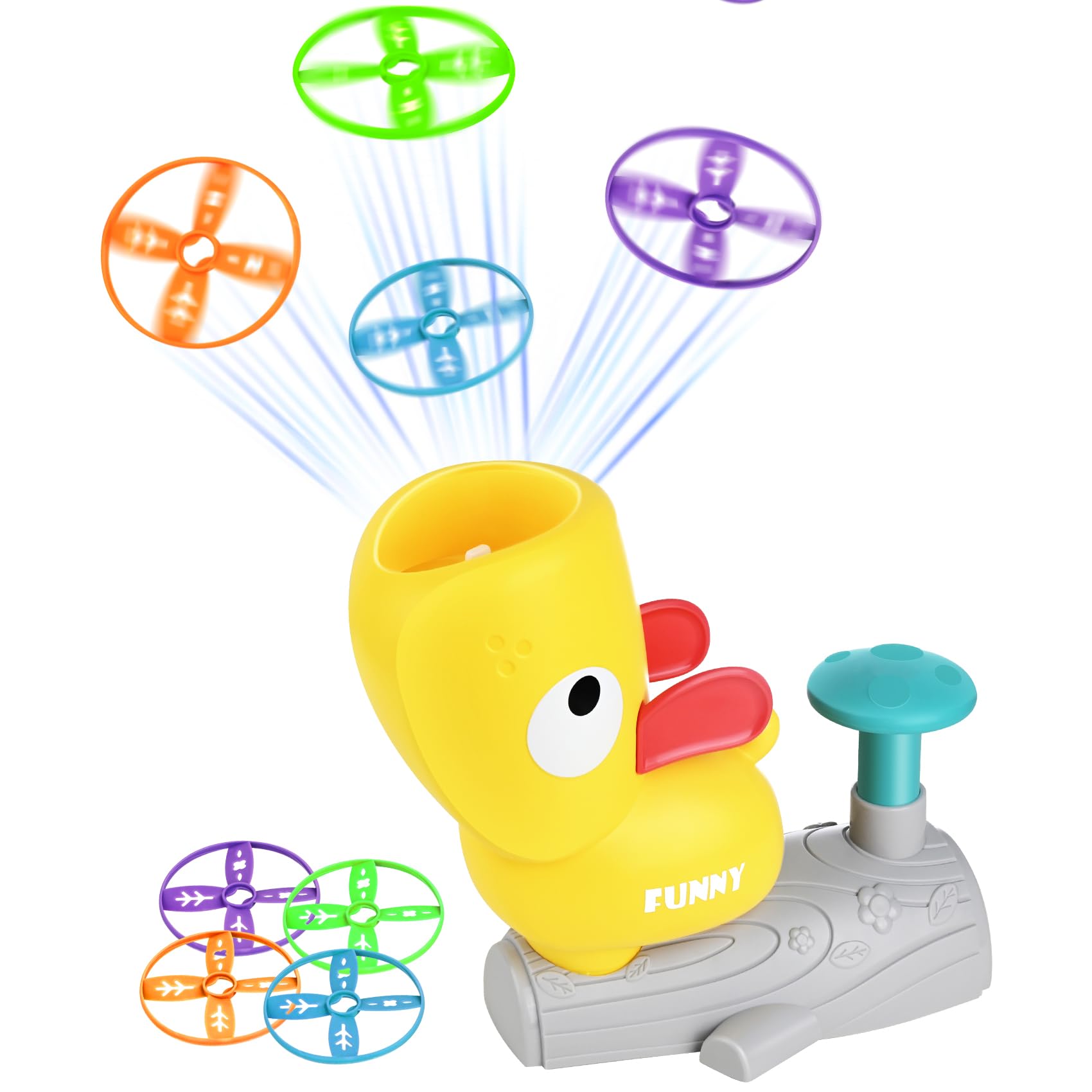 Outdoor Toys for Kids Ages 3-8, Flying Disc Launcher Toy Chasing Games, Pop-Up Flying Saucer Machine, Family Outside Yard Activities Chasing Toy Christmas Birthday Giftwares for Girls and Boys