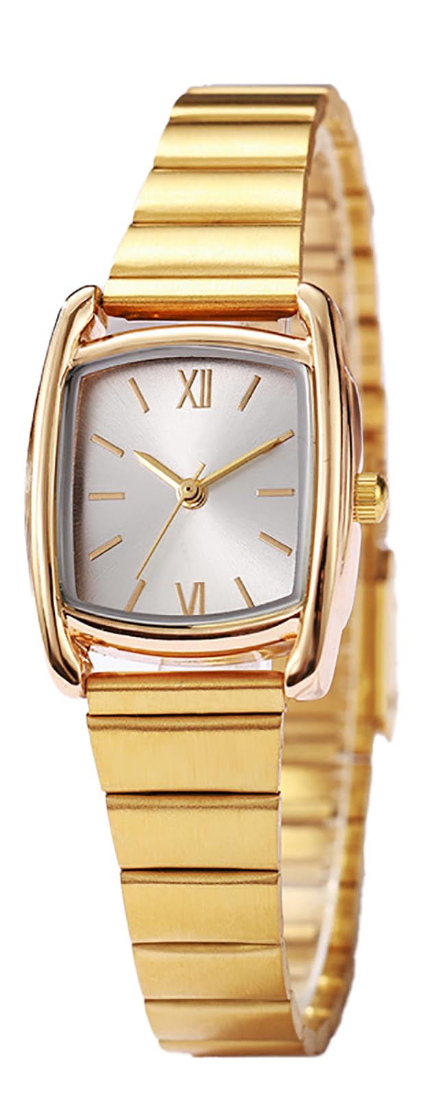 BESTKANG Square Watches for Women with Small Vintage Bracelet,Rectangular Case Roman Dial (Gold White)