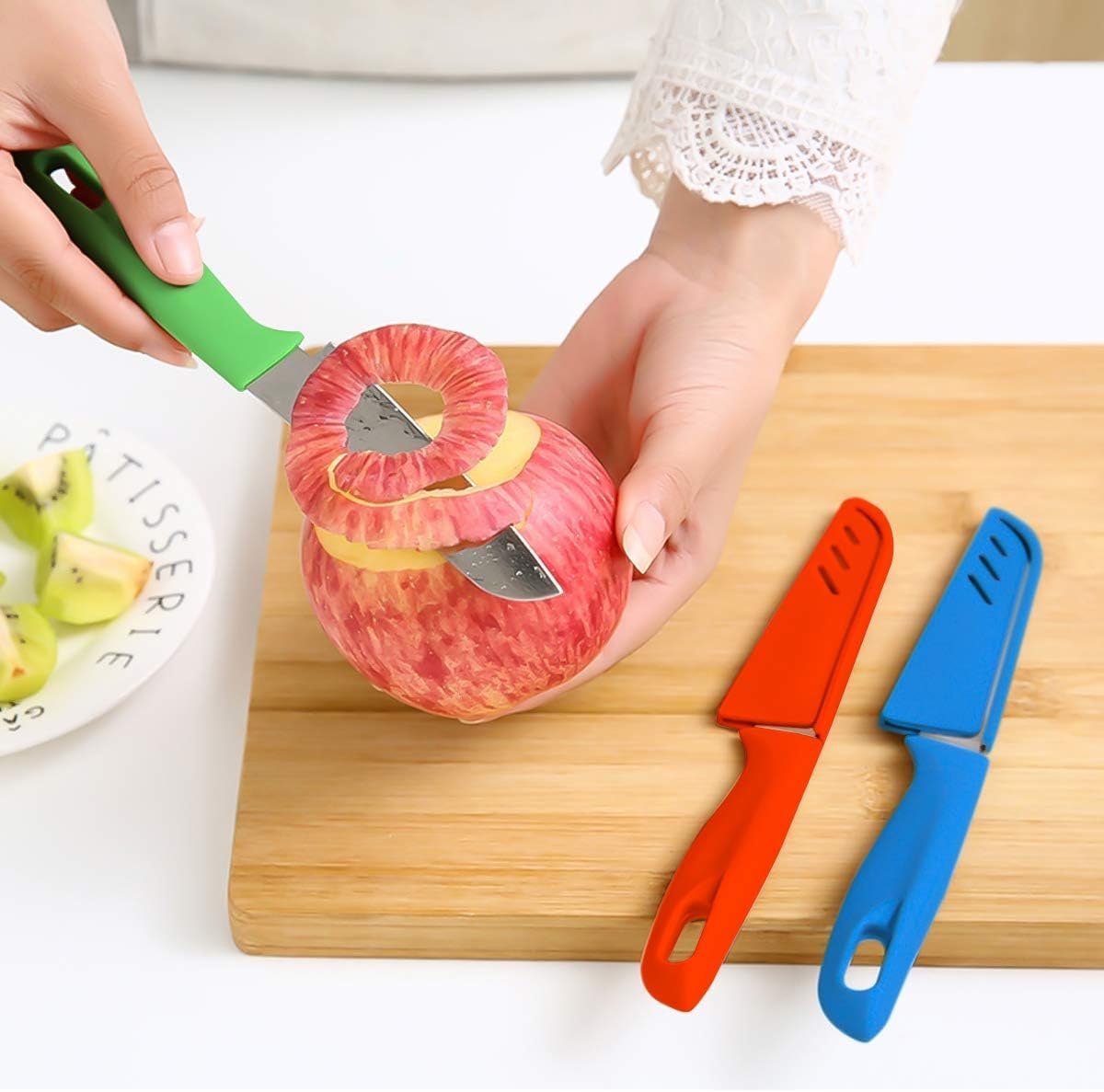 Kocpudu Paring Knife, Sharp And Durable Fruit Knife With Protective Cover, Comes With 6 Piece Peeler Set,Suitable For Most Types Of Vegetables, Fruits And Meat,9 Pieces (12)