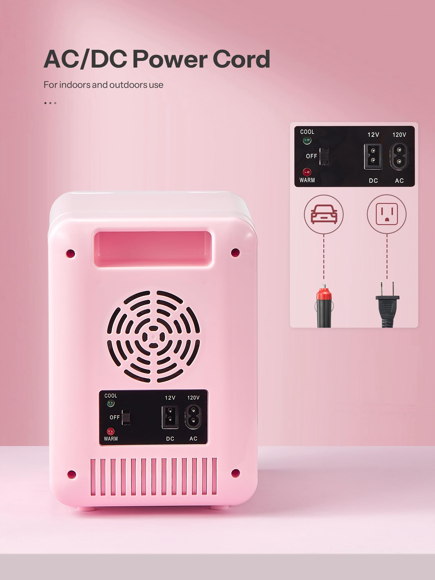 Skincare Fridge, Mini Fridge with Dimmable LED Morror, 6L Makeup Fridge for Bedroom, Car, Office & Dorm, Cooler & Warmer, Portable Small Refrigerator for Cosmetics, Skin Care and Food, Pink