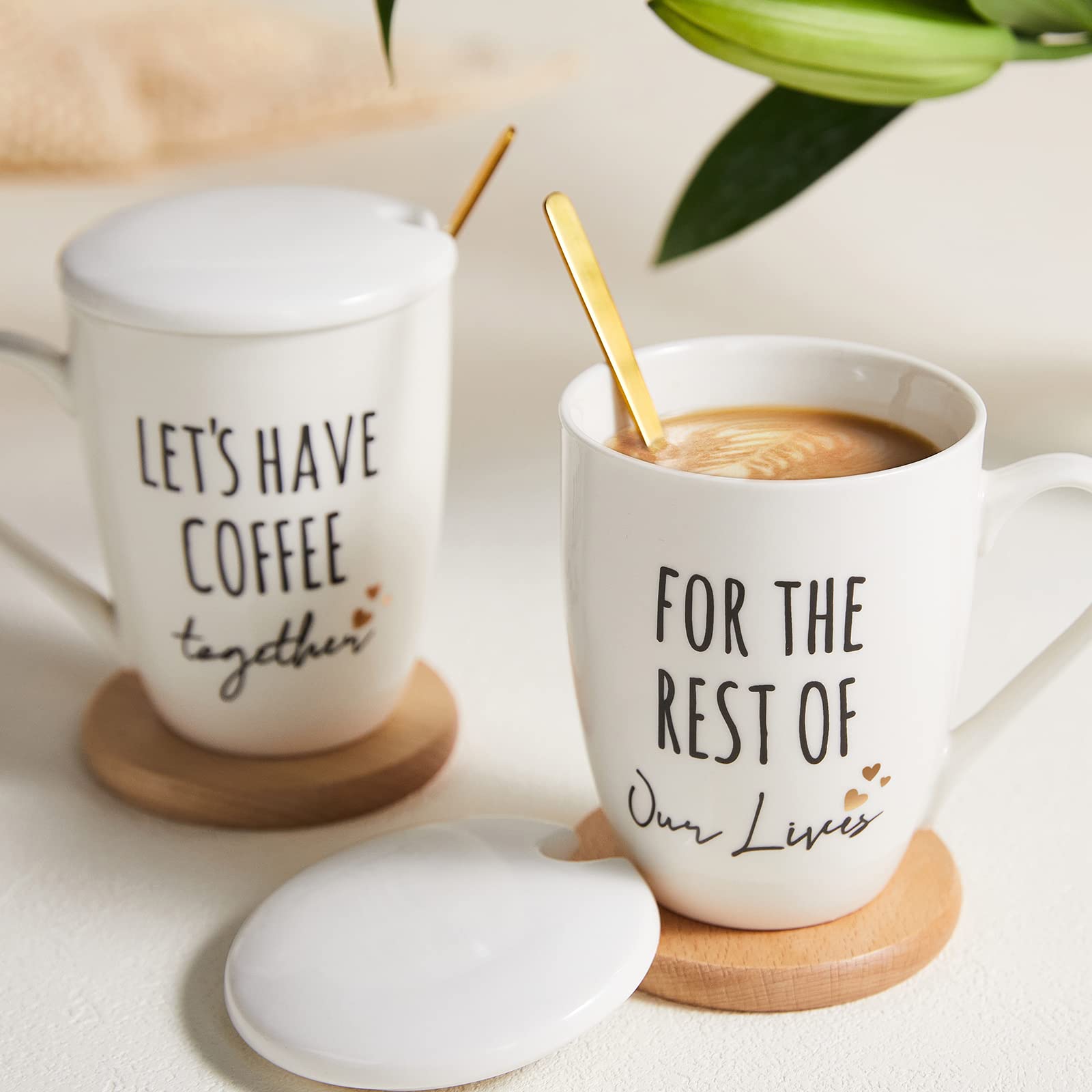 AW BRIDAL Ceramic Engagement Gifts For Couples Newly Engaged Unique Coffee Mugs Set Of 2, 12 Oz| Bachelorette Bridal Shower Gift For Bride, Anniversary Wedding Gifts For Couple Housewarming Gift Ideas