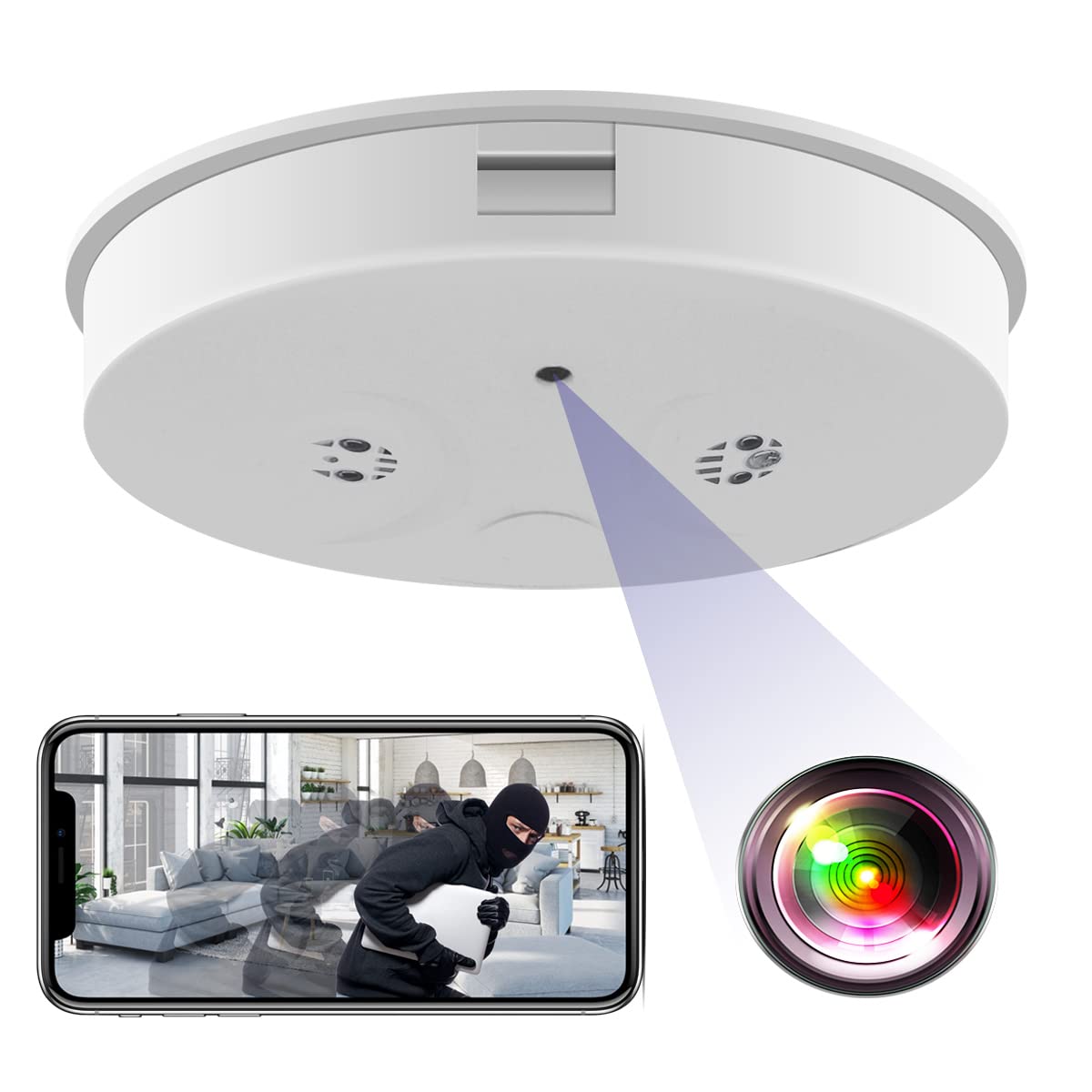 Mini Detector Camera, Full HD 1080P Wireless Security Nanny Detector Camera with Motion Detection/Remote View for Home and Office, No Audio