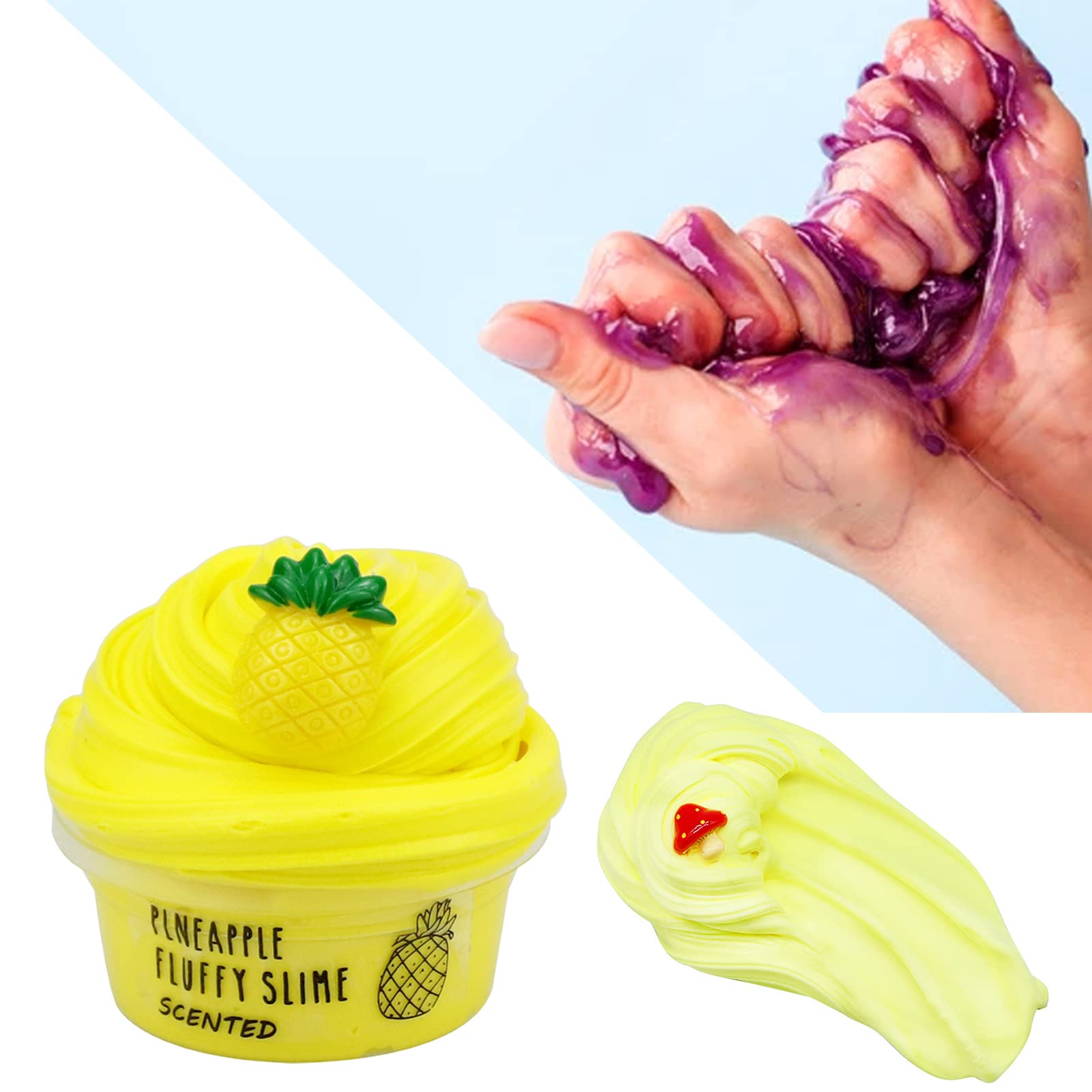 Mini Butter Slime Kit Scented Fruit Slime, Soft Non-Sticky Stress Relief Party Favor Putty Toy for Kids Teens (Mushroom, 60ml)