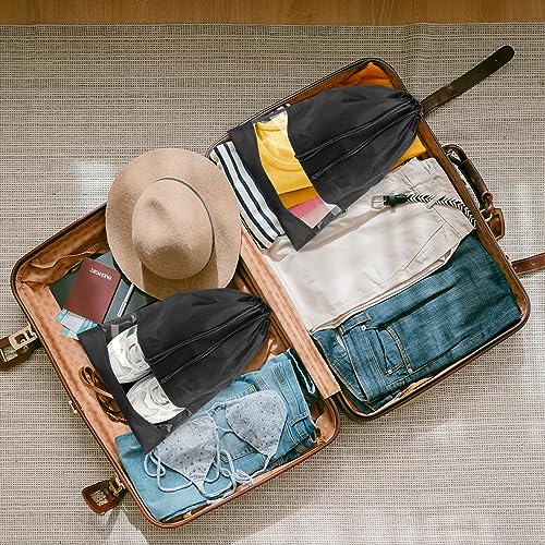 Shoe Bags for Travel, 5 Pcs Large Black Travel Shoe Bags for Packing, Non-Woven Drawstring Travel Shoe Storage Bag with Clear Window, Travel Shoe Bags for Packing for Men Women（12.6" X 17.3" ）