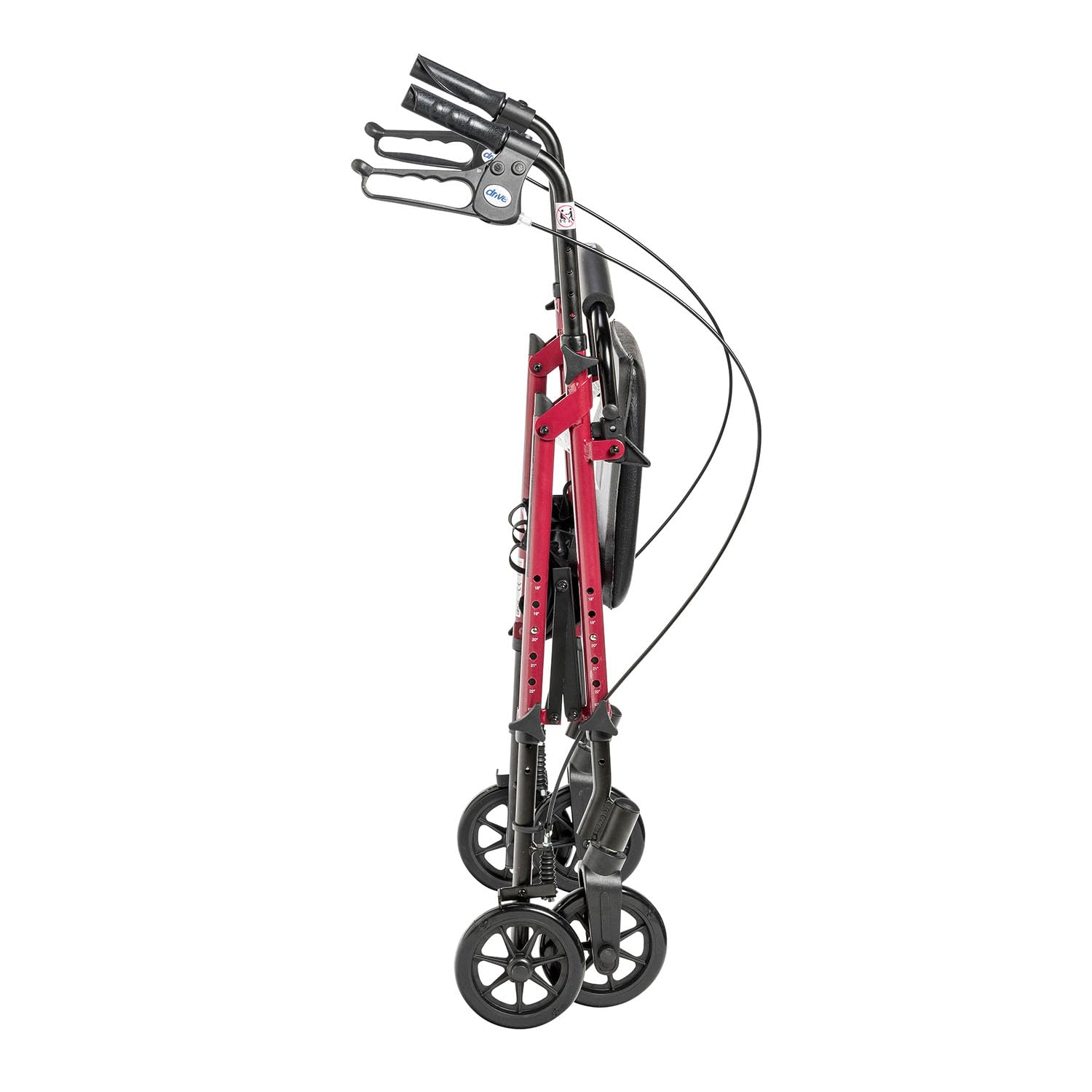 Drive Medical RTL10261RD Foldable Rollator Walker with Seat - Adjustable Handles and Seat, Red
