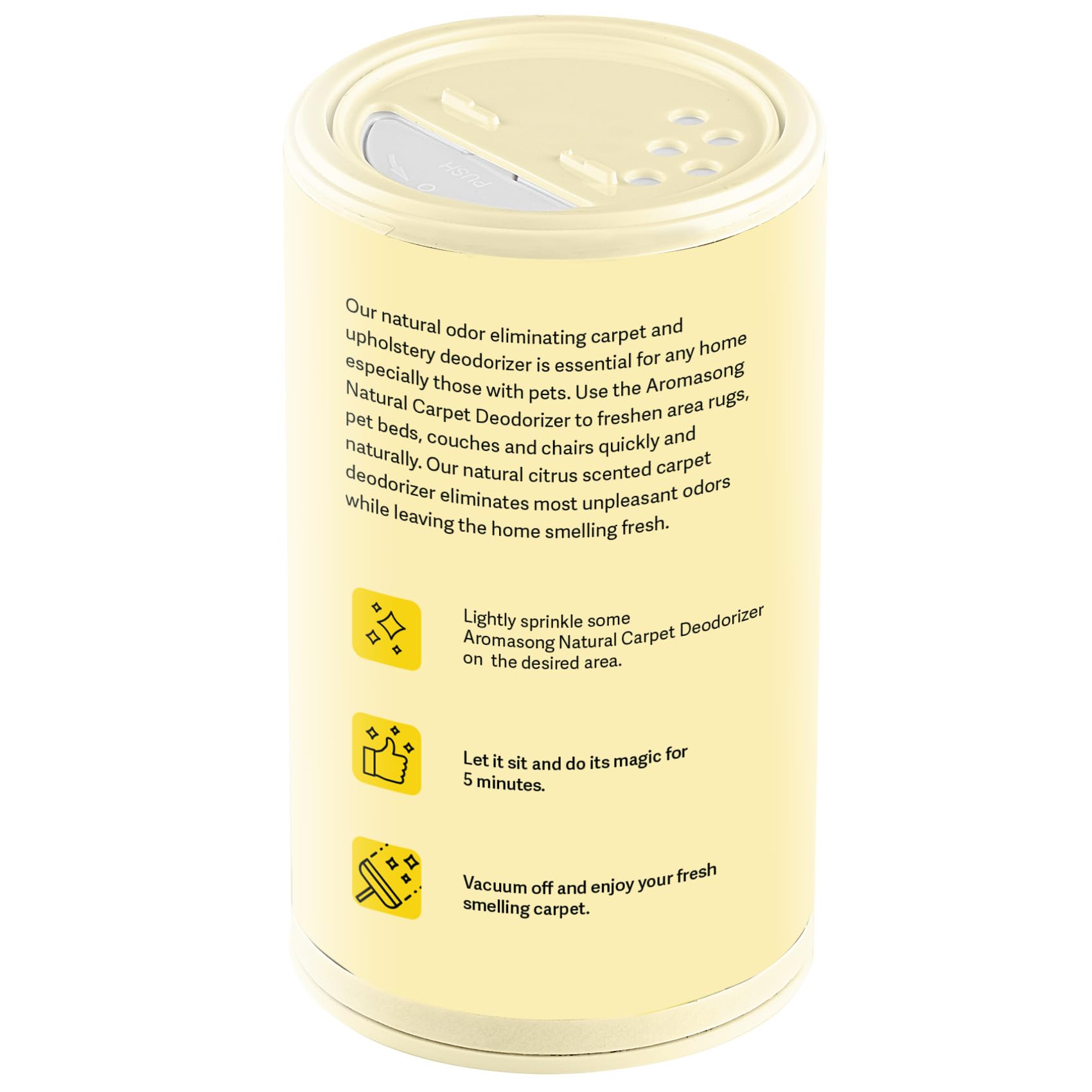 Aromasong Carpet Deodorizer Powder- 2-PACK - 100% Natural Citrus Carpet Freshener - Safe For Pets - Carpet Powder For Vacuuming - Effective Pet Odor Eliminator For Strong Odor & Pet Urine 13 Oz.