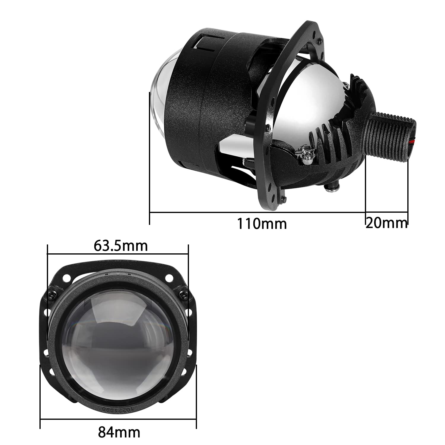 2.5 Inch Bi LED Projector Lens Headlight Retrofit Kit with High Low Beam-6000K White 92W/pair 20000LM Focus Beam DOT Approved Clear Cut off Line No Blind Oncoming Car Upgrade Bi-Xenon Projector Lens