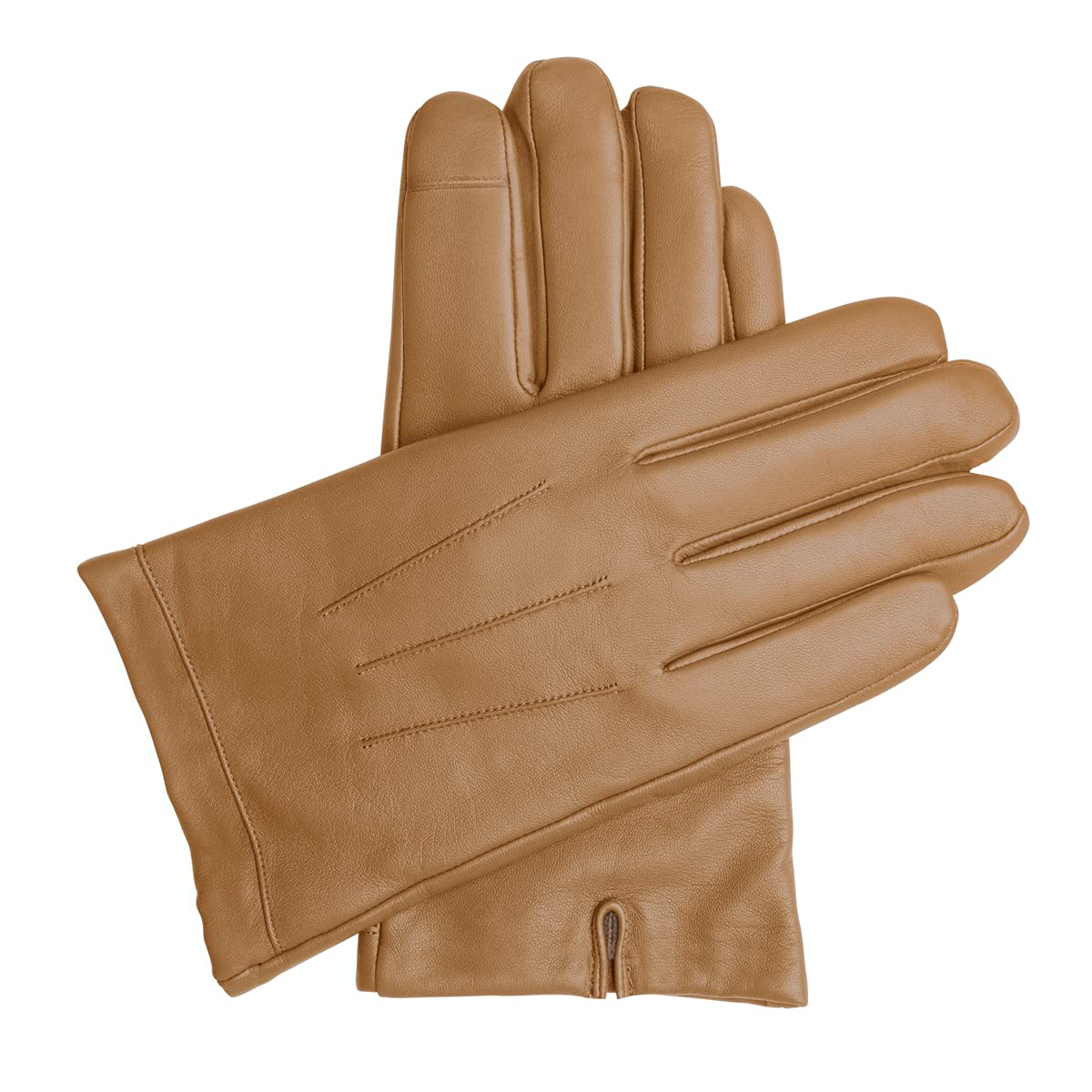 Downholme Touchscreen Leather Cashmere Lined Gloves for Men (Tan, M)