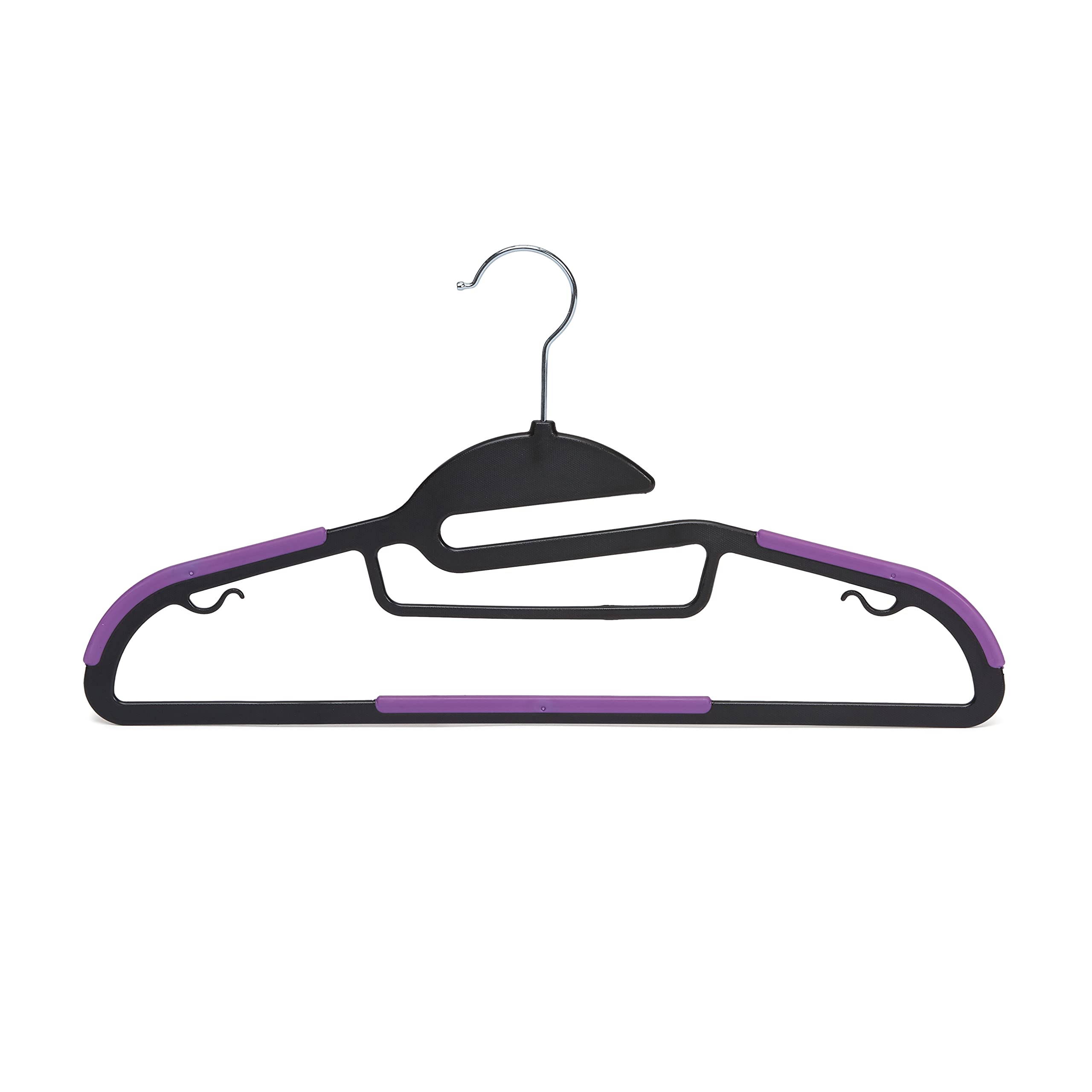 Amazon Basics Rubber Coated Plastic Hangers - Black/Purple, Pack of 50