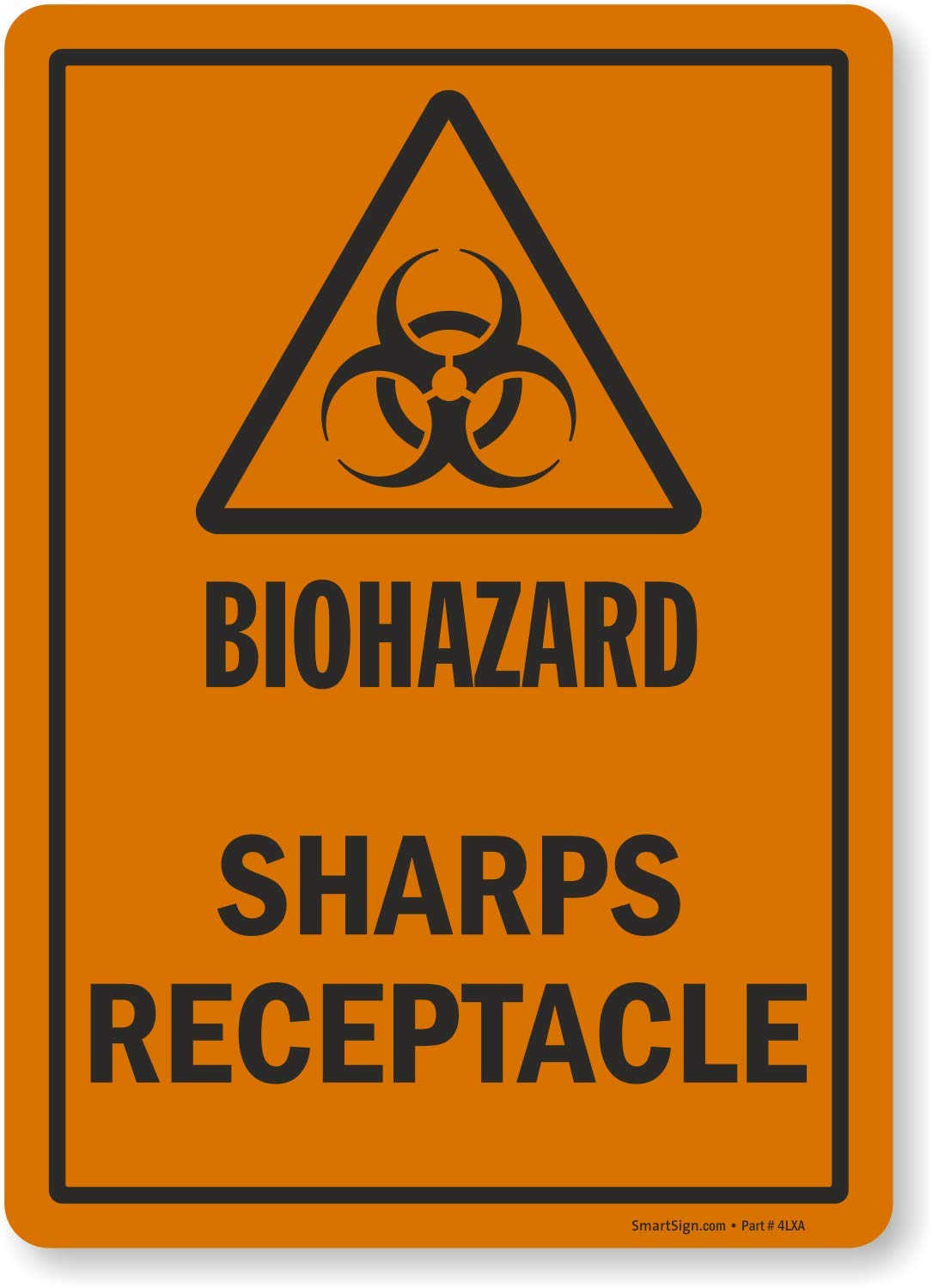 SmartSign "Biohazard - Sharps Receptacle" Label | 10" x 14" Laminated Vinyl