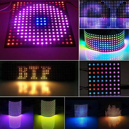 BTF-LIGHTING WS2812B RGB 5050SMD Individually Addressable Digital 8X8 64 Pixels 3.1in x 3.1in LED Matrix Panel Flexible FPCB Full Color Works with SP107E K-100C etc Image Video Display DC5V