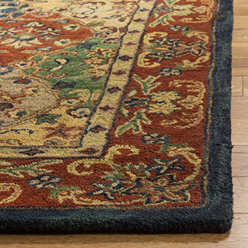 SAFAVIEH Heritage Collection Area Rug - 4' Square, Multi & Burgundy, Handmade Traditional Oriental Wool, Ideal for High Traffic Areas in Living Room, Bedroom (HG911A)