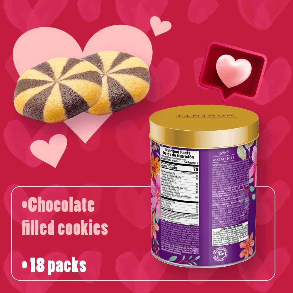 Colombina's Moments Butter Crunch Cookies - Pack Of 1 - Individually Wrapped Valentine's Day Treats! Perfect for Sharing Love in a Tin of Gourmet Butter Cookies!