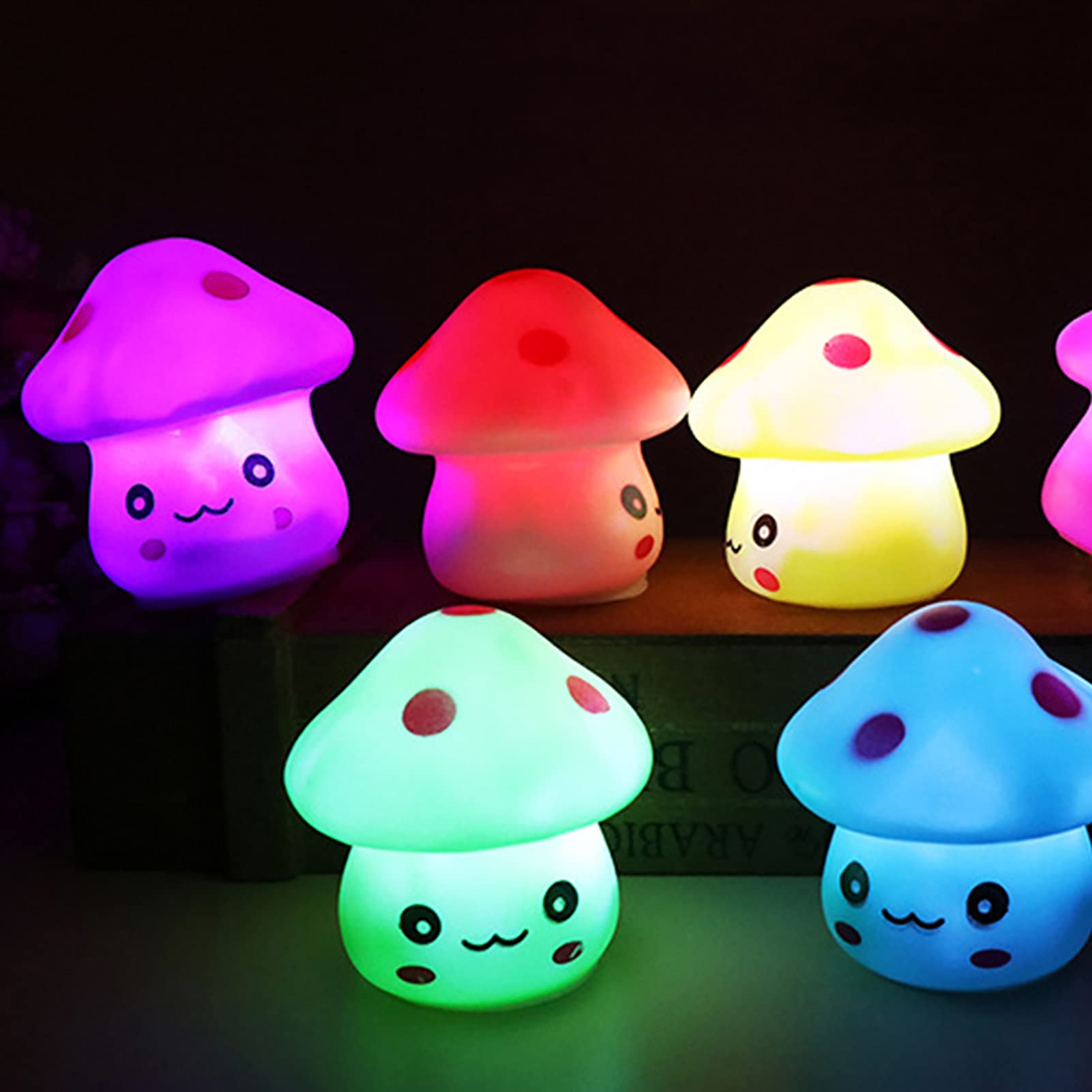 Tuelaly Cute Night Light, 1PC Night Light Fantastic Cute Vinyl Mushroom LED Light for Desk Decor Blue