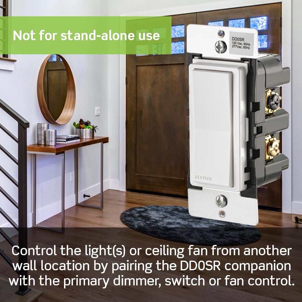 Decora Smart Switch Companion for Multi-Location Switching (Not for Stand-Alone use), 120VAC, 60Hz DD0SR-1Z, White, Ivory, Light Almond