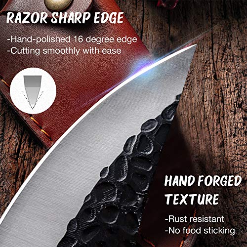 Huusk Japan Knife,Sharp Knife Chefs Knife with Leather Sheath Viking Knife Husk Knife Chef Meat Cleaver, Home Camping or Outdoor