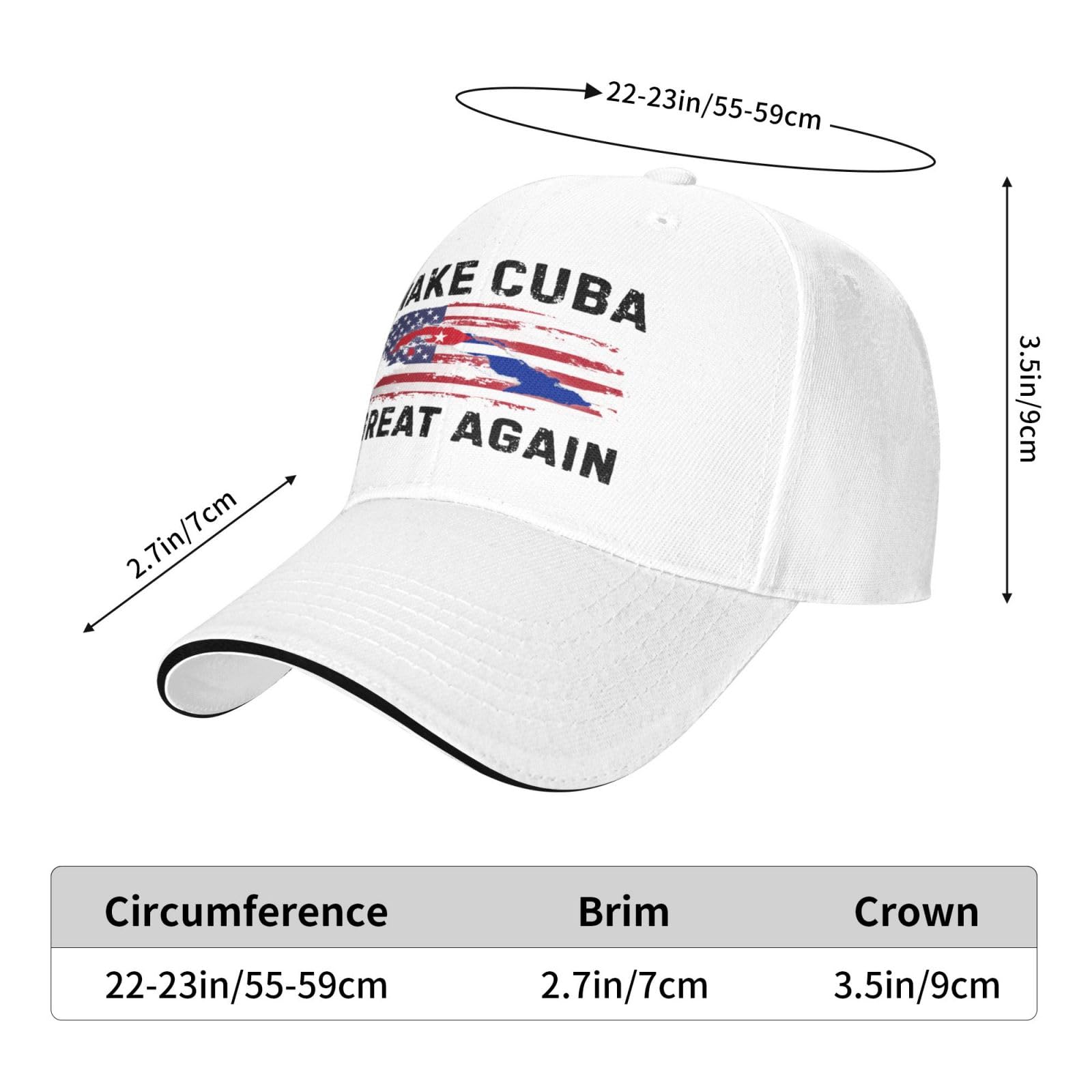Huareicq Make Cuba Great Again Hat Cuban Flag Baseball Cap Dad Trucker Hat White