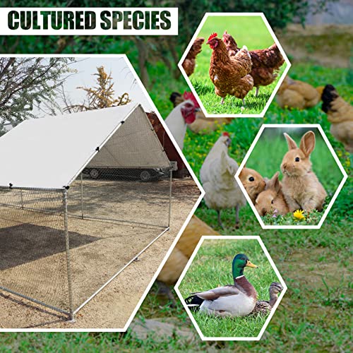 NUGRIART Large Metal Chicken Coop Walk-in Poultry Cage Hen Duck Run House with Waterproof & Anti-UV Cover Galvanized Rabbits Habitat Spire Shaped Cage for Outdoor Yard Farm Use